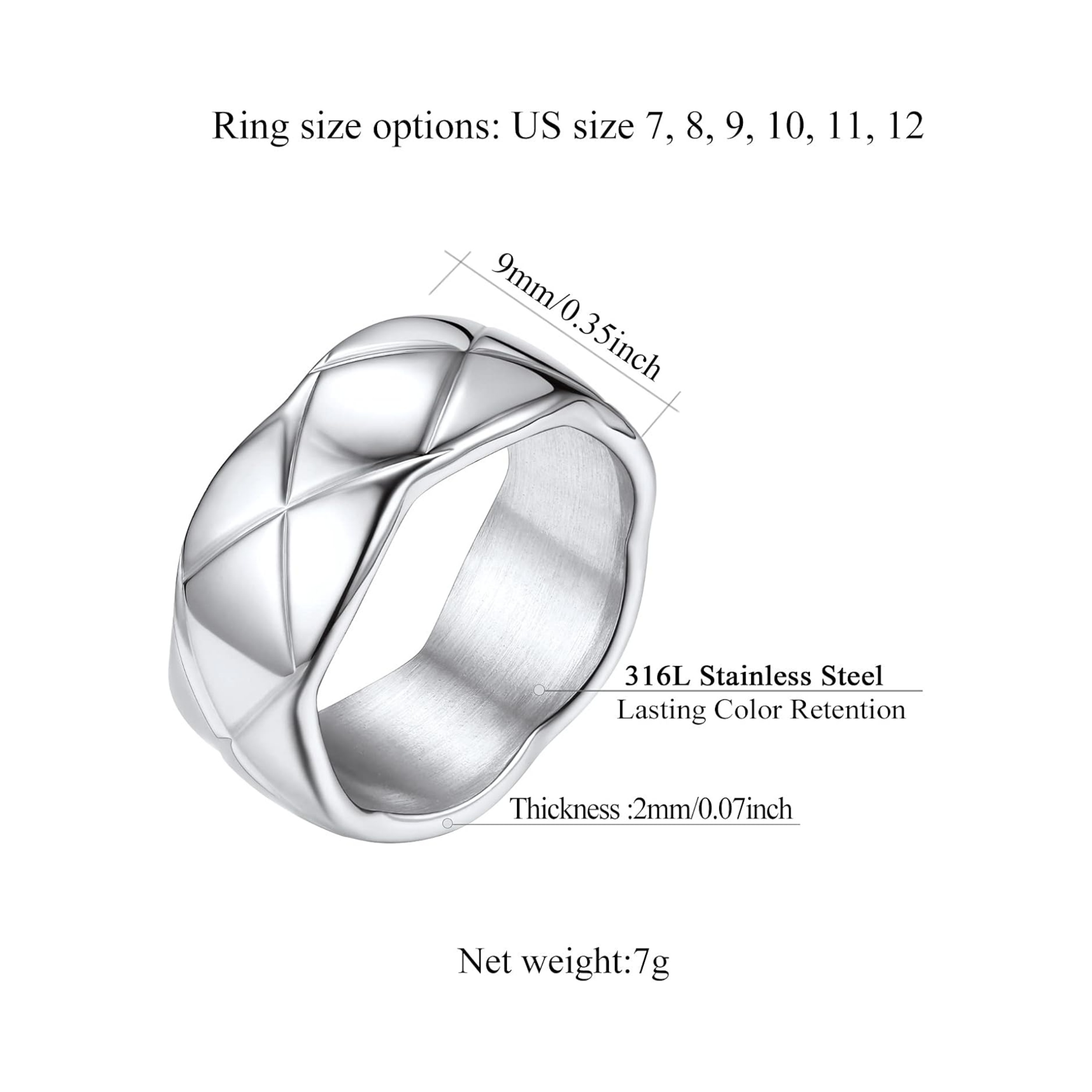 Width 9mm Criss Crossover Patterned Knuckle Band Rings