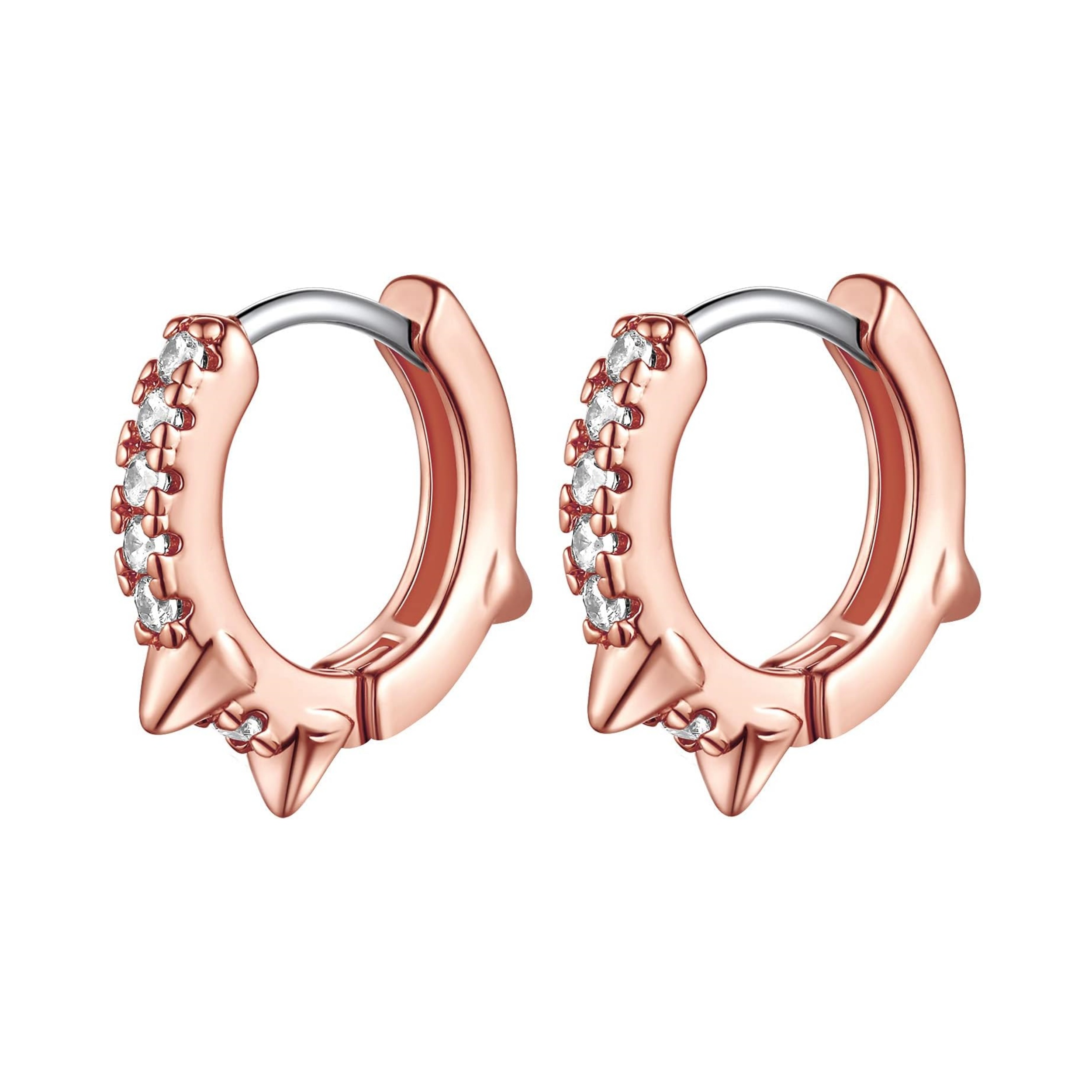 Cool Spike Wire Circle Lightweight with Hypoallergenic Silver Post Huggie Hoops Earrings 