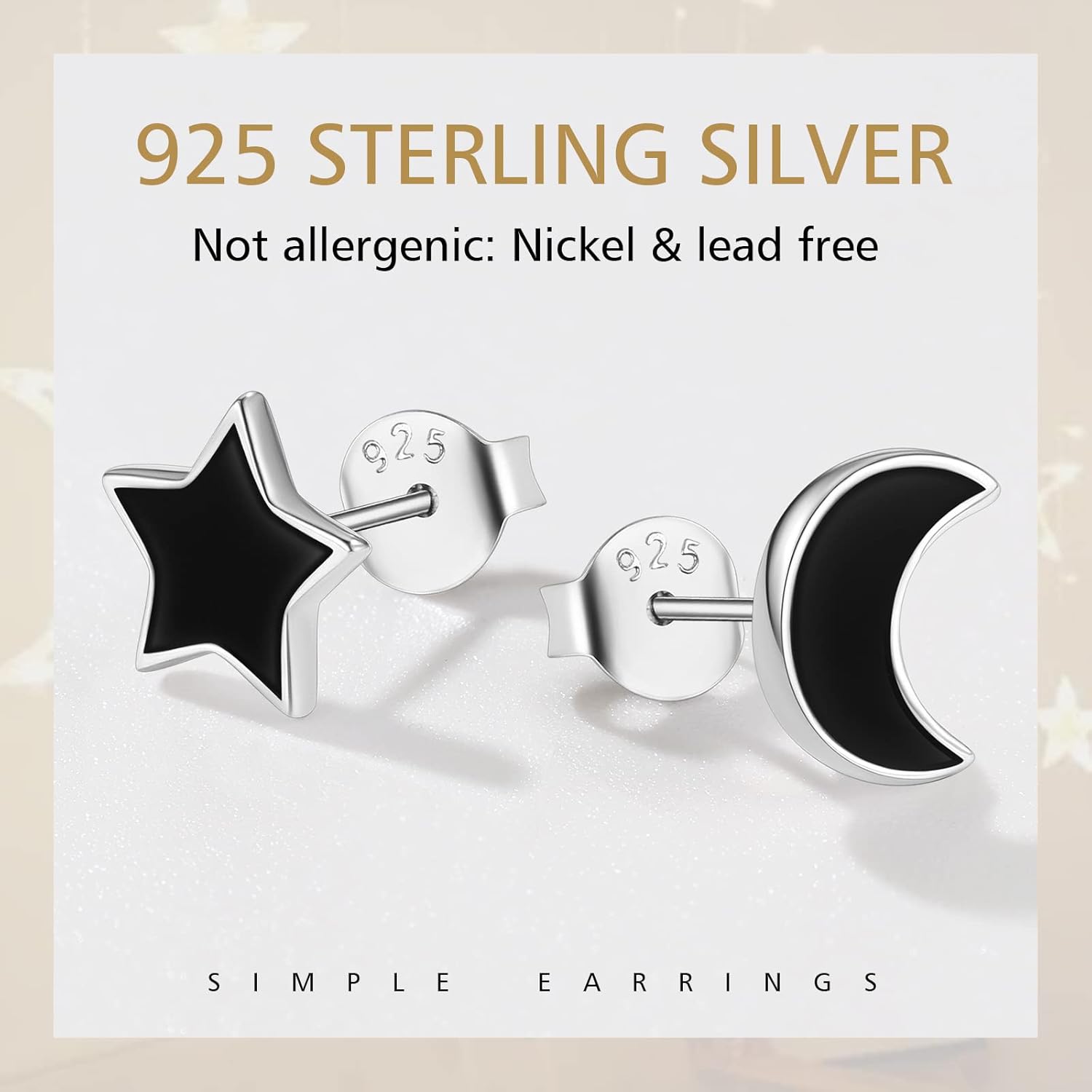 Moon Stars Asymmetrical Stud Earrings