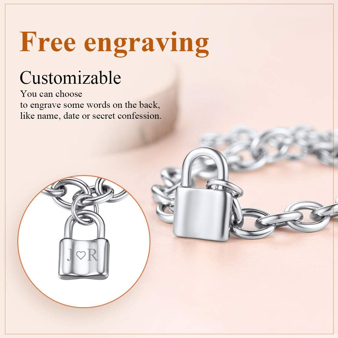 Chunky Cable Chain Padlock Charm Bracelets 