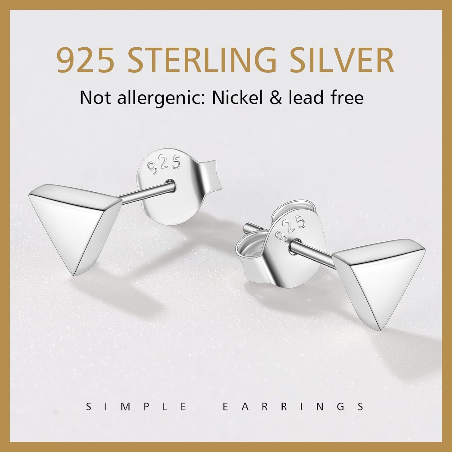 Small Triangle Geometric Hypoallergenic Stud Earrings