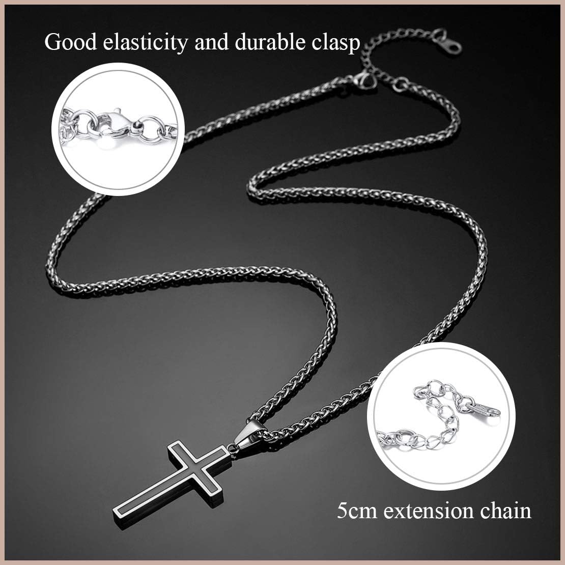 Cross Chain Christian Jewelry Enamel Christening Crucifix Pendant Necklaces