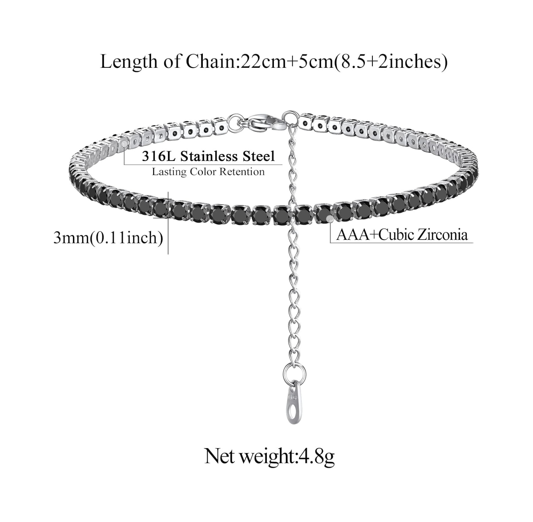 Sparkling Cubic Zirconia Diamond Chain Ankle 