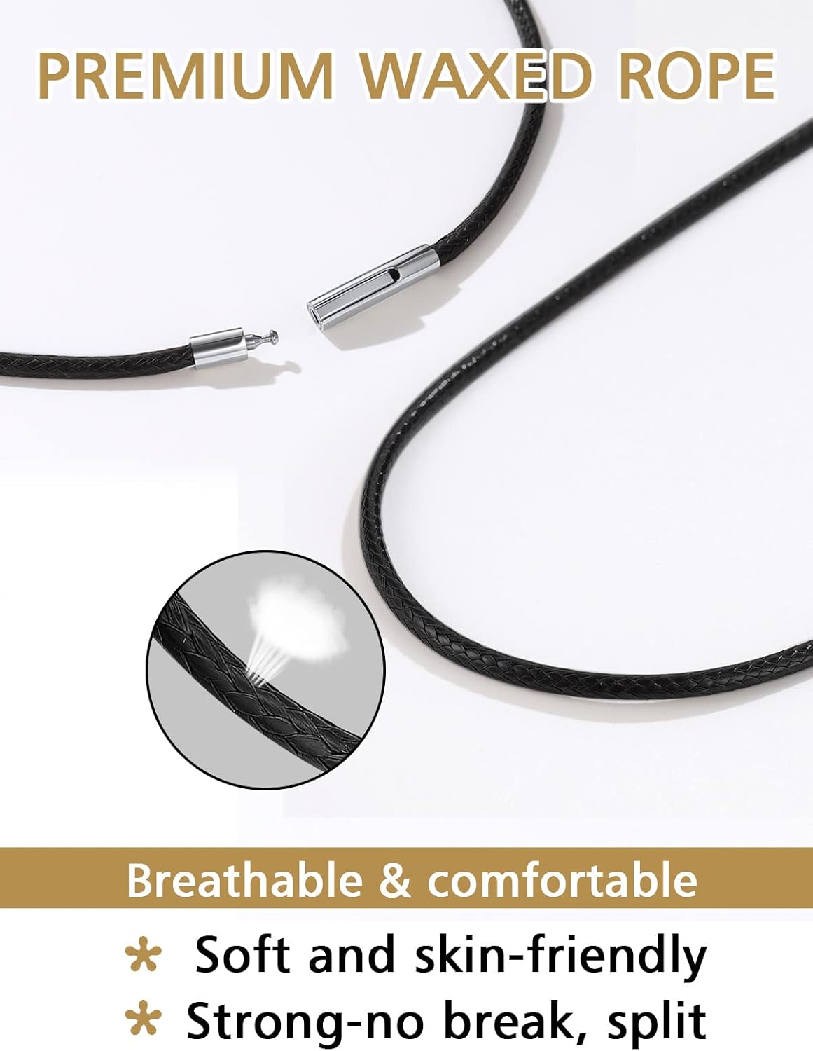 3mm Width Braided Leather Necklace Cord with Stainless Steel Clasp