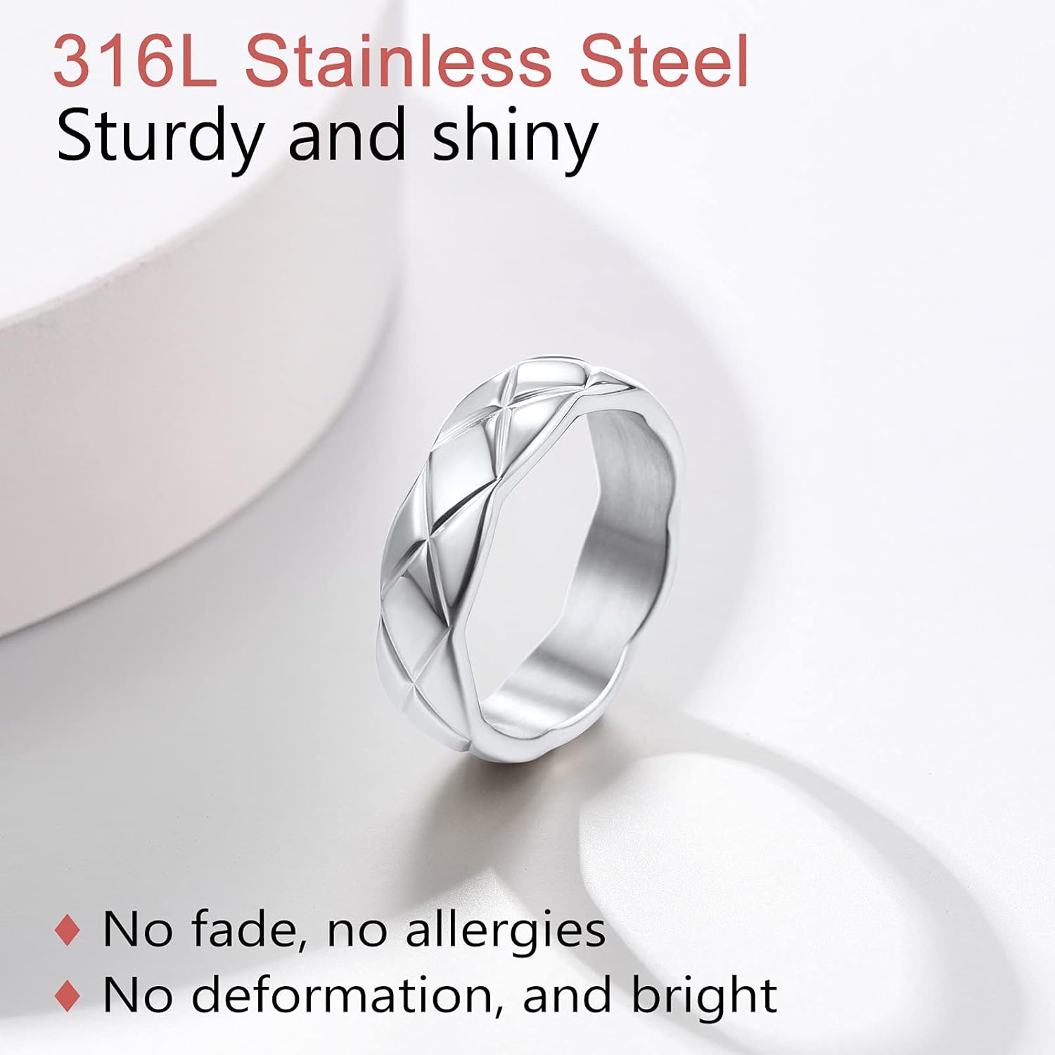 Width 6mm Criss Crossover Patterned Knuckle Band Rings