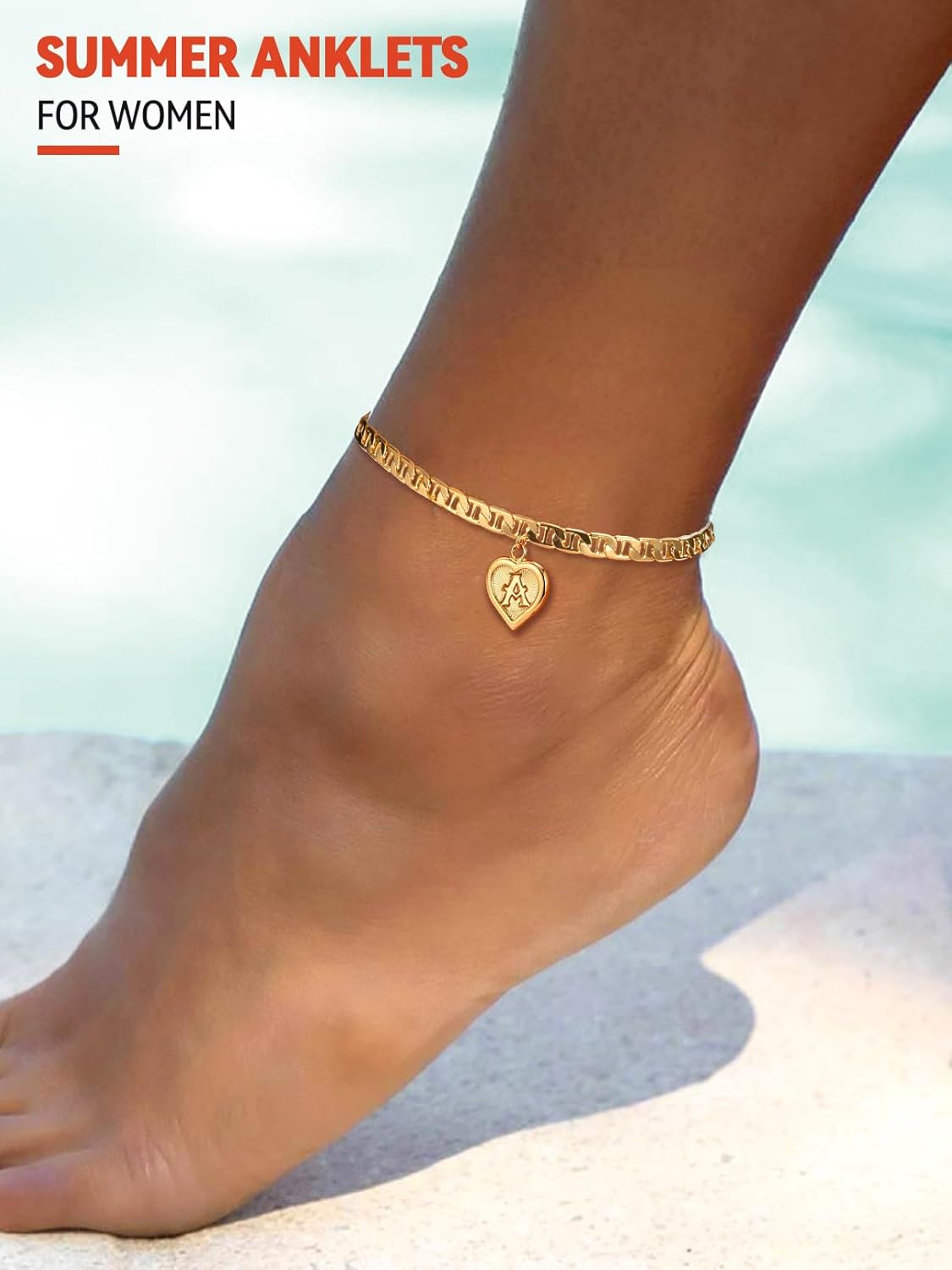 Letter & Heart Chain Anklet