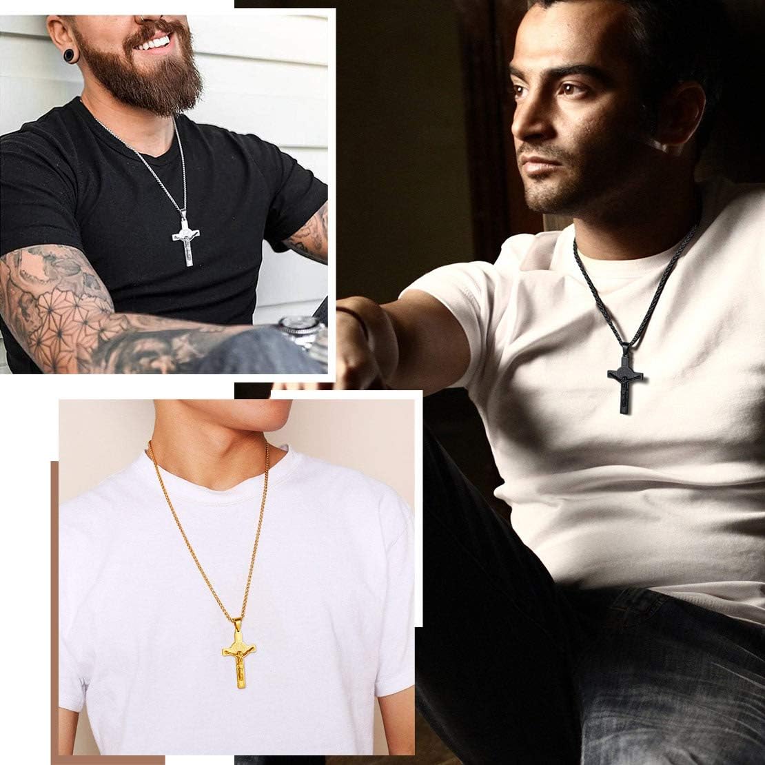 Cross Crucifix Jesus Lord's Prayer Pendant Necklace