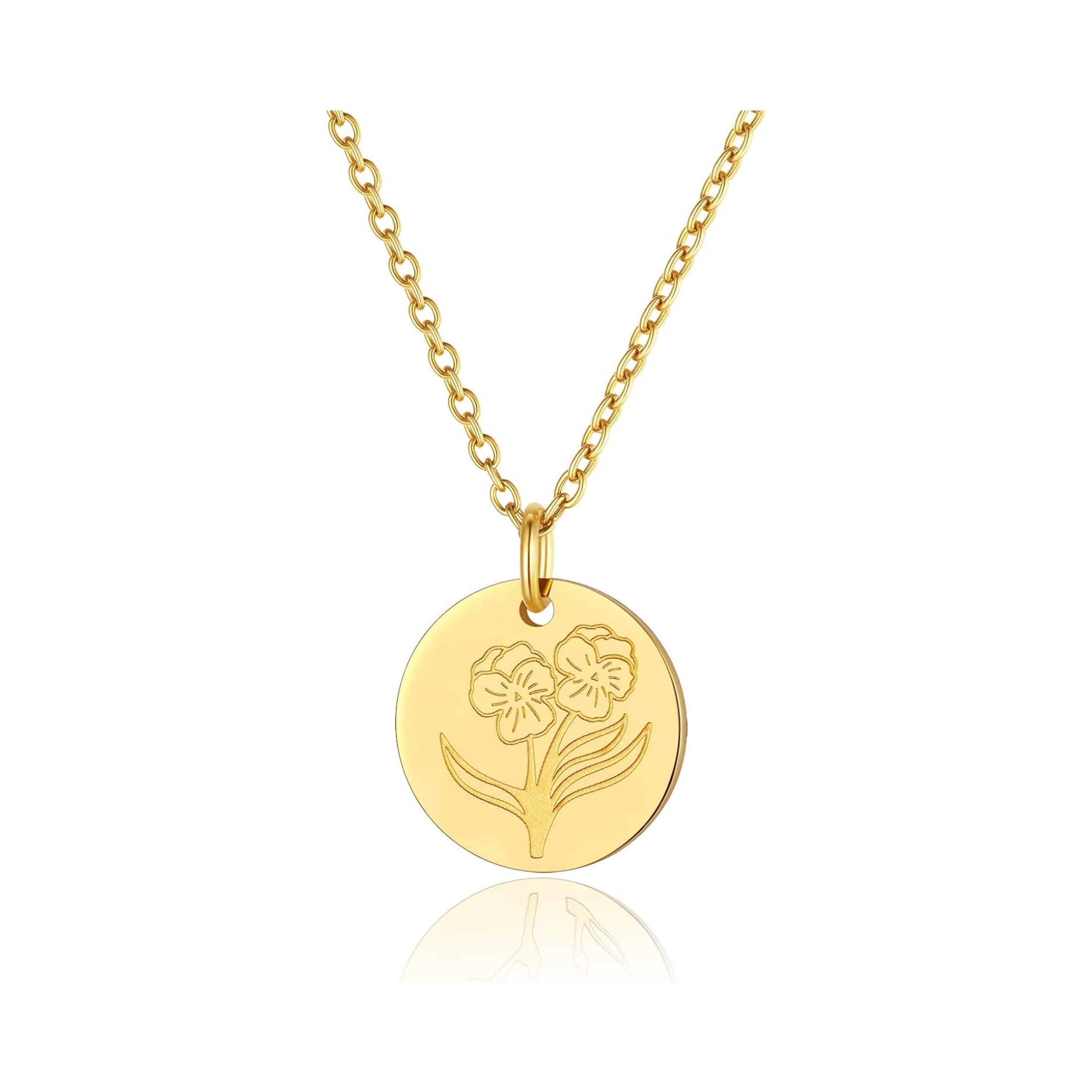 Jan. to Dec. Guardian Month Floral Birth Flower Disc Necklaces