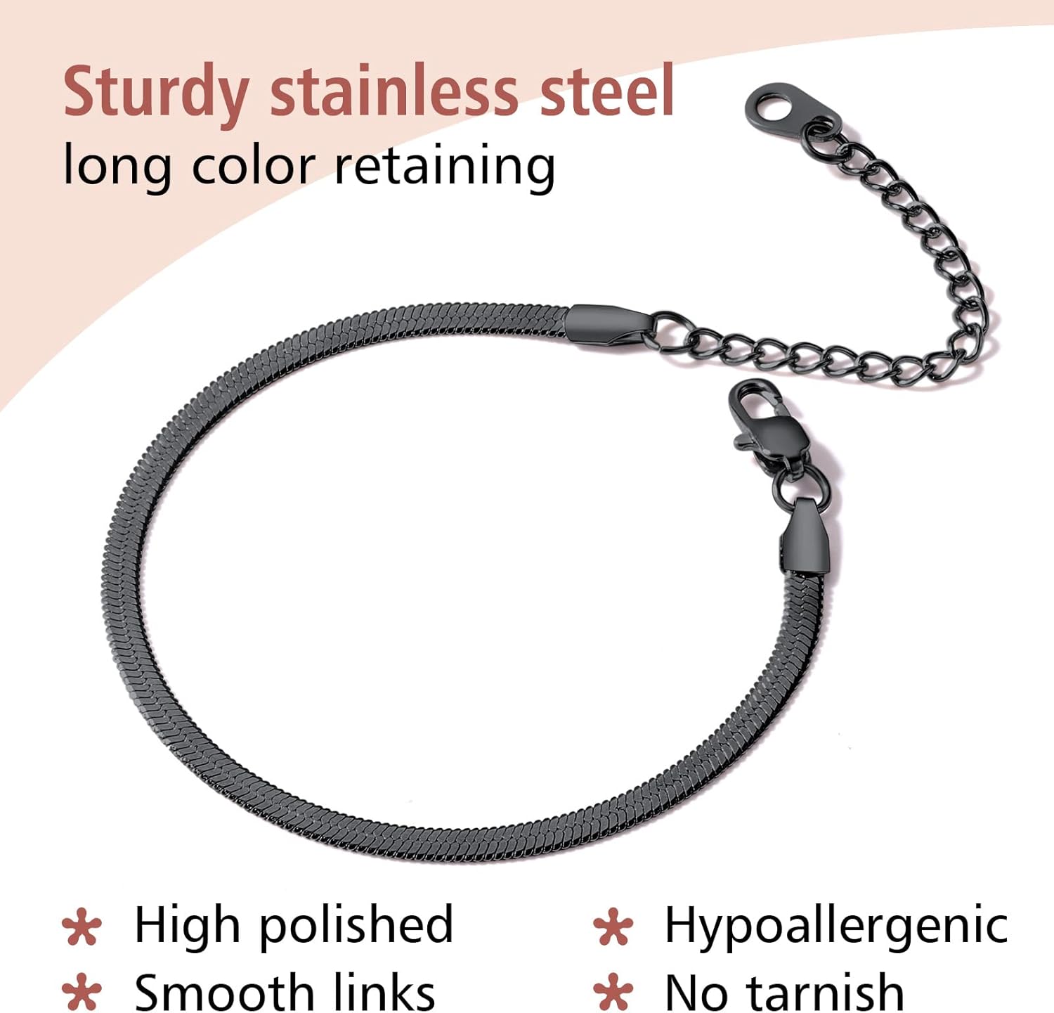 Elegant Herringbone Snake Chain Anklets