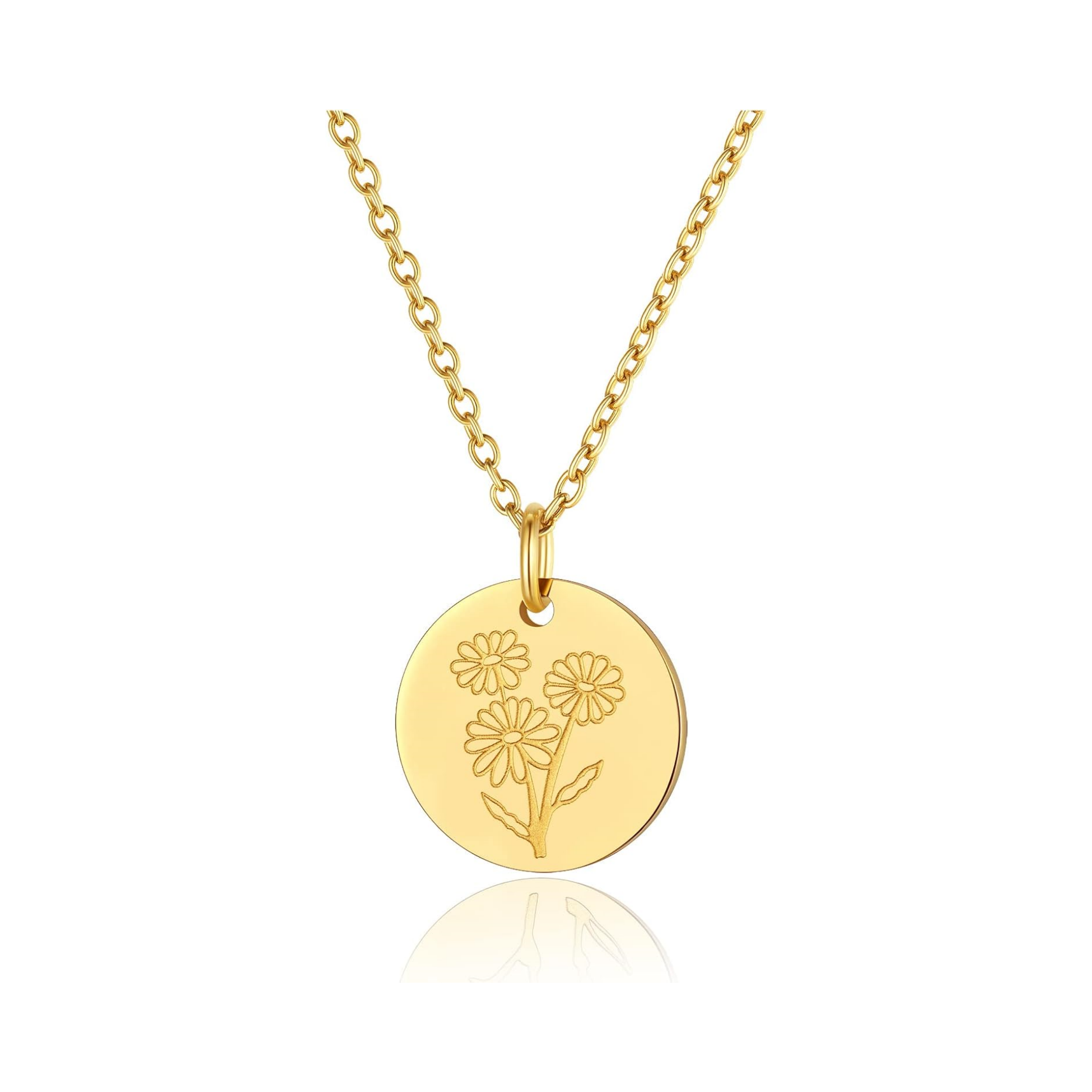 Jan. to Dec. Guardian Month Floral Birth Flower Disc Necklaces