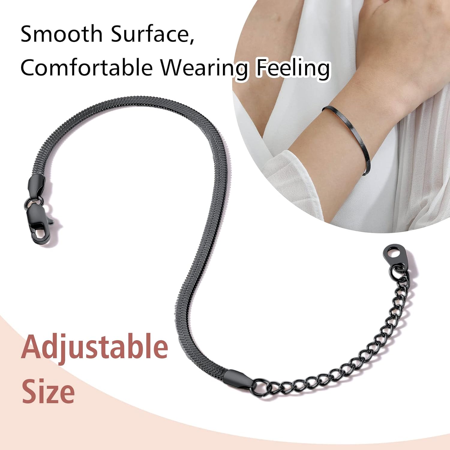 Elegant Herringbone Snake Chain Anklets