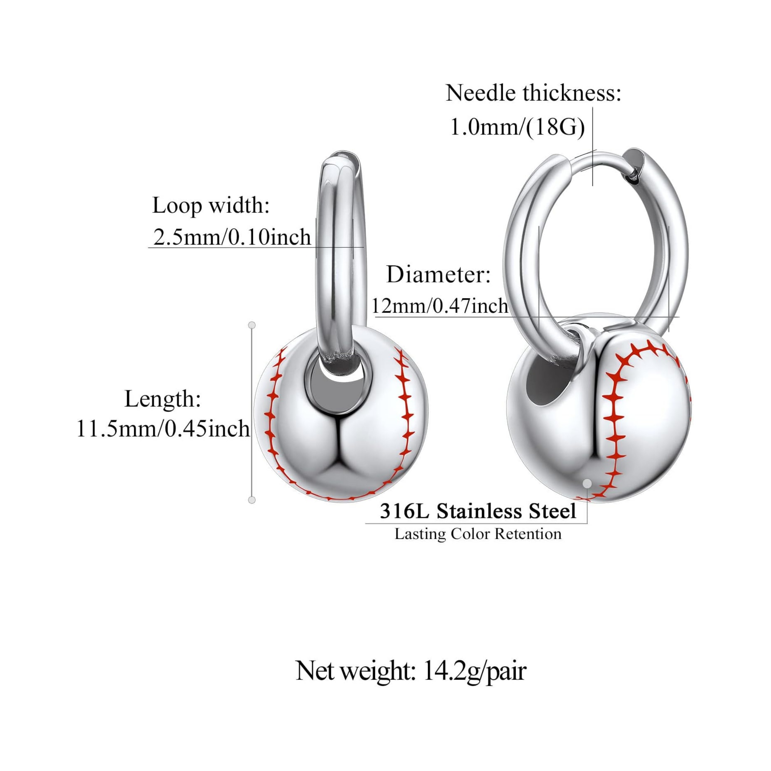 Baseball Huggie Hoops Earrings