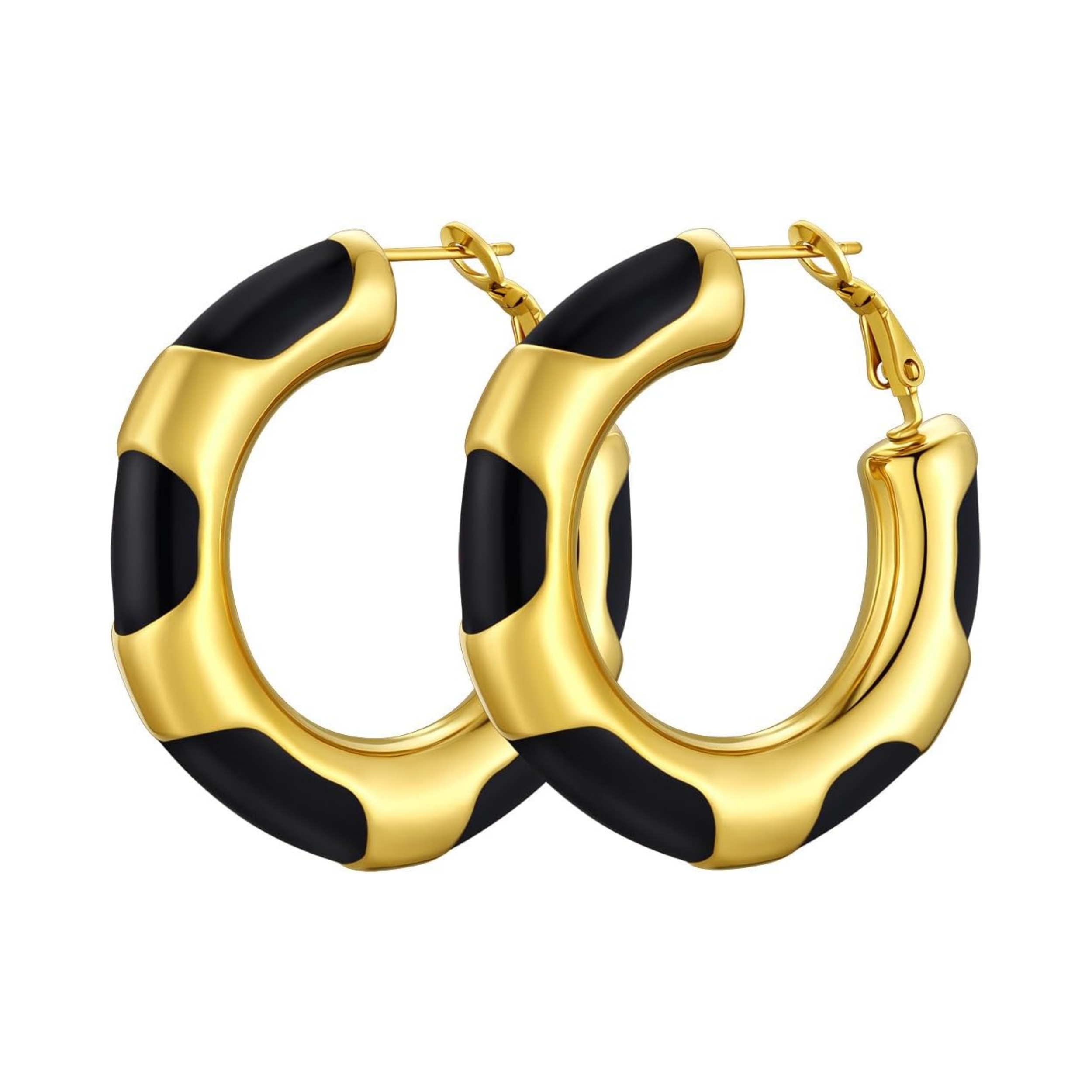 Stainless Steel Mix Color Bamboo Trendy Hoop Earrings 