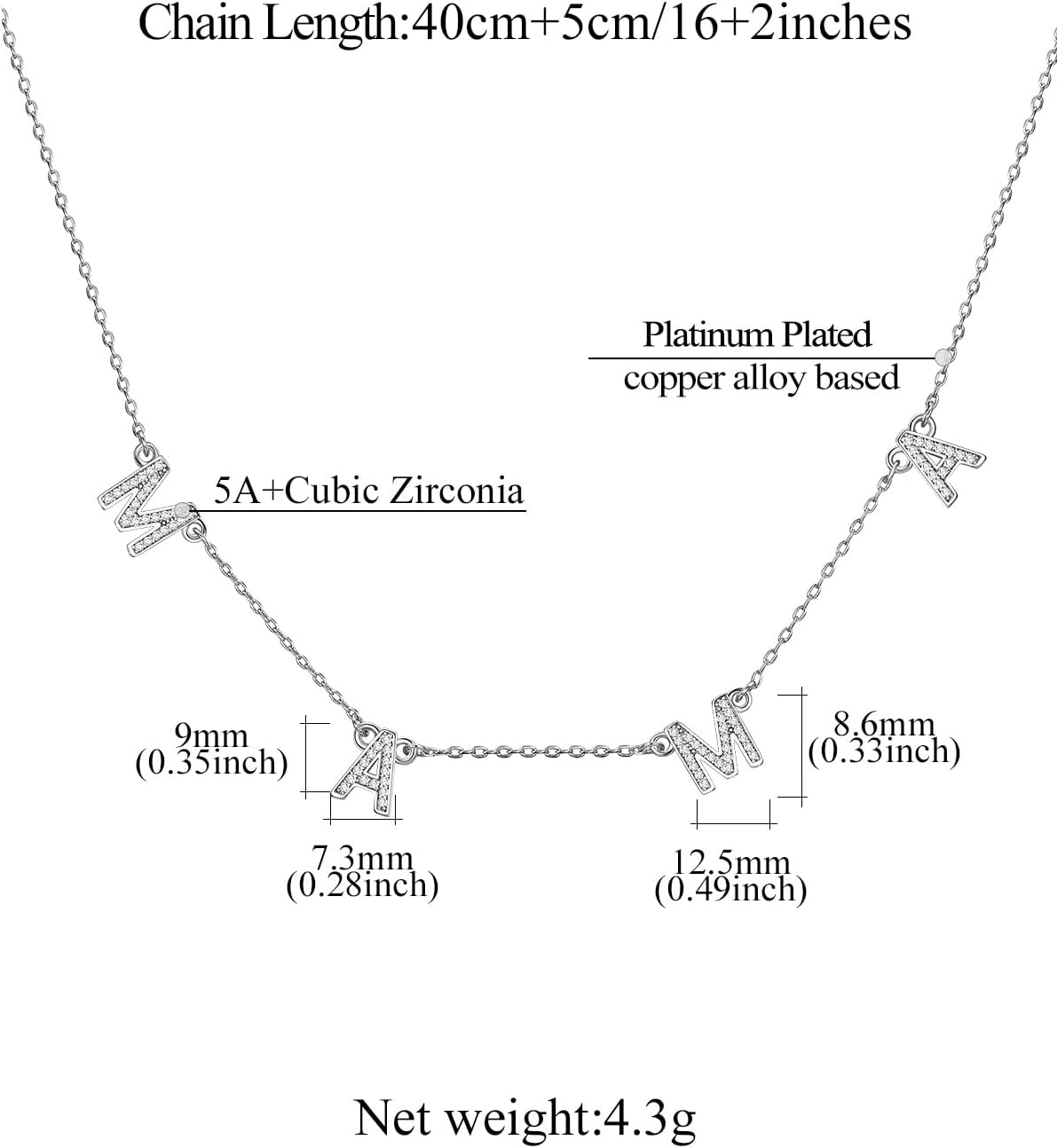 Cubic Zirconia MAMA Mom Choker Necklace