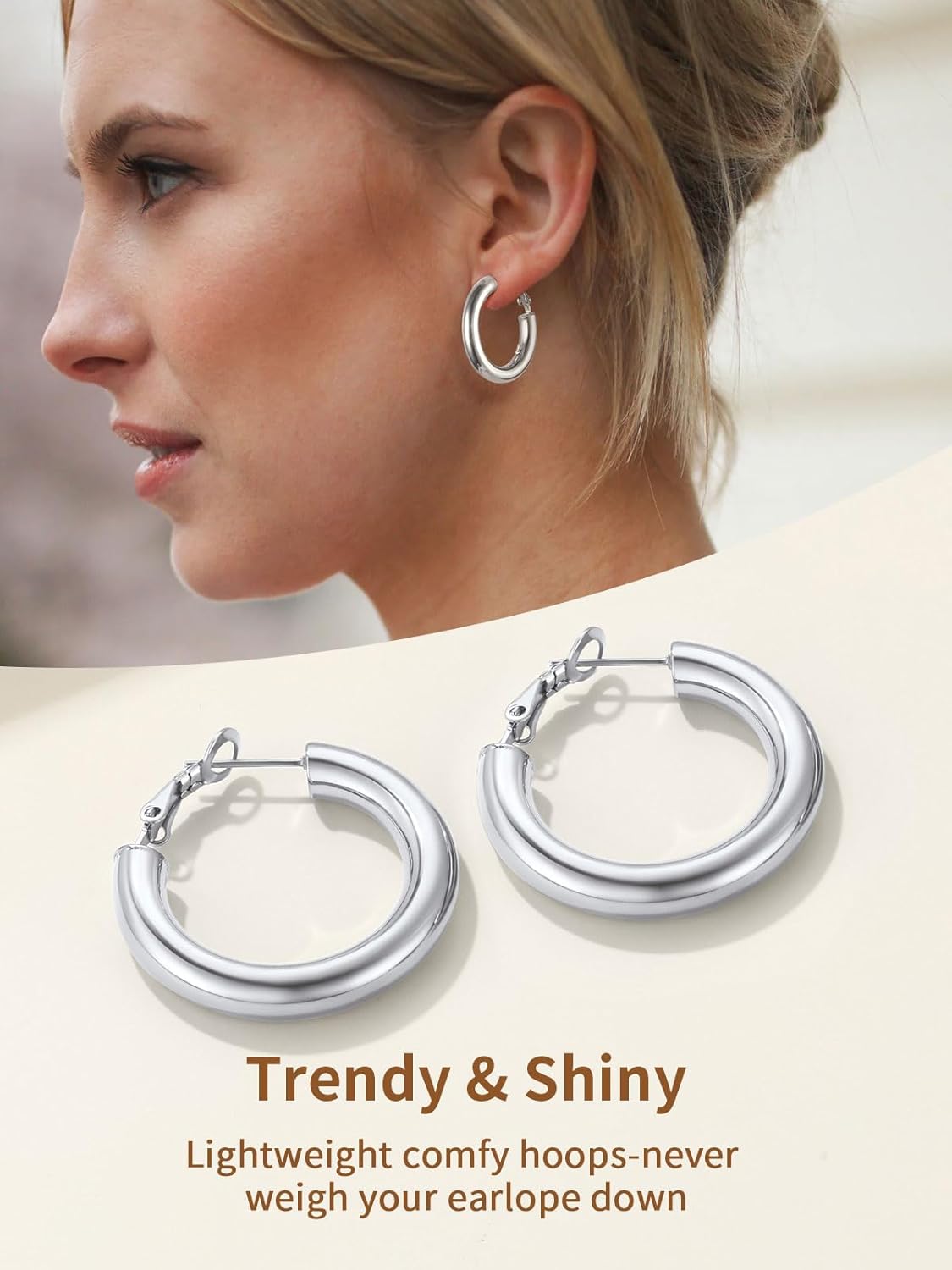 Classic Stainless Steel Tube Hoop Rounded Loop Earrings