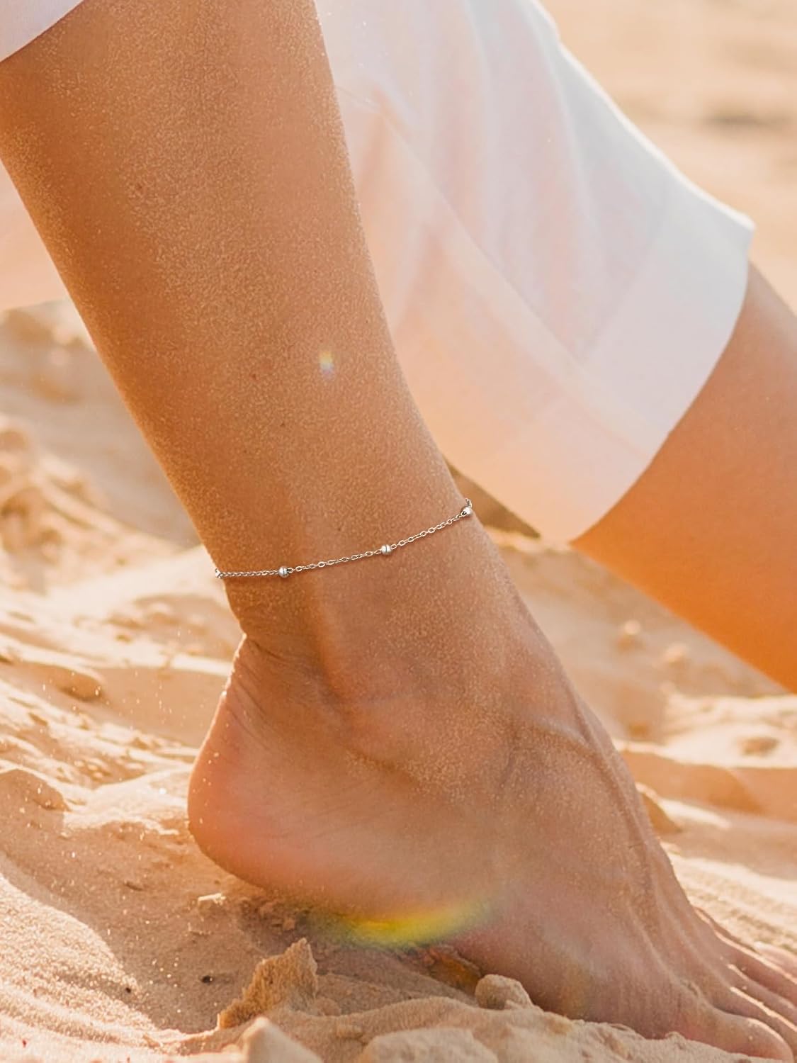 Stainless Steel bead chain Beach Adjustable Anklet