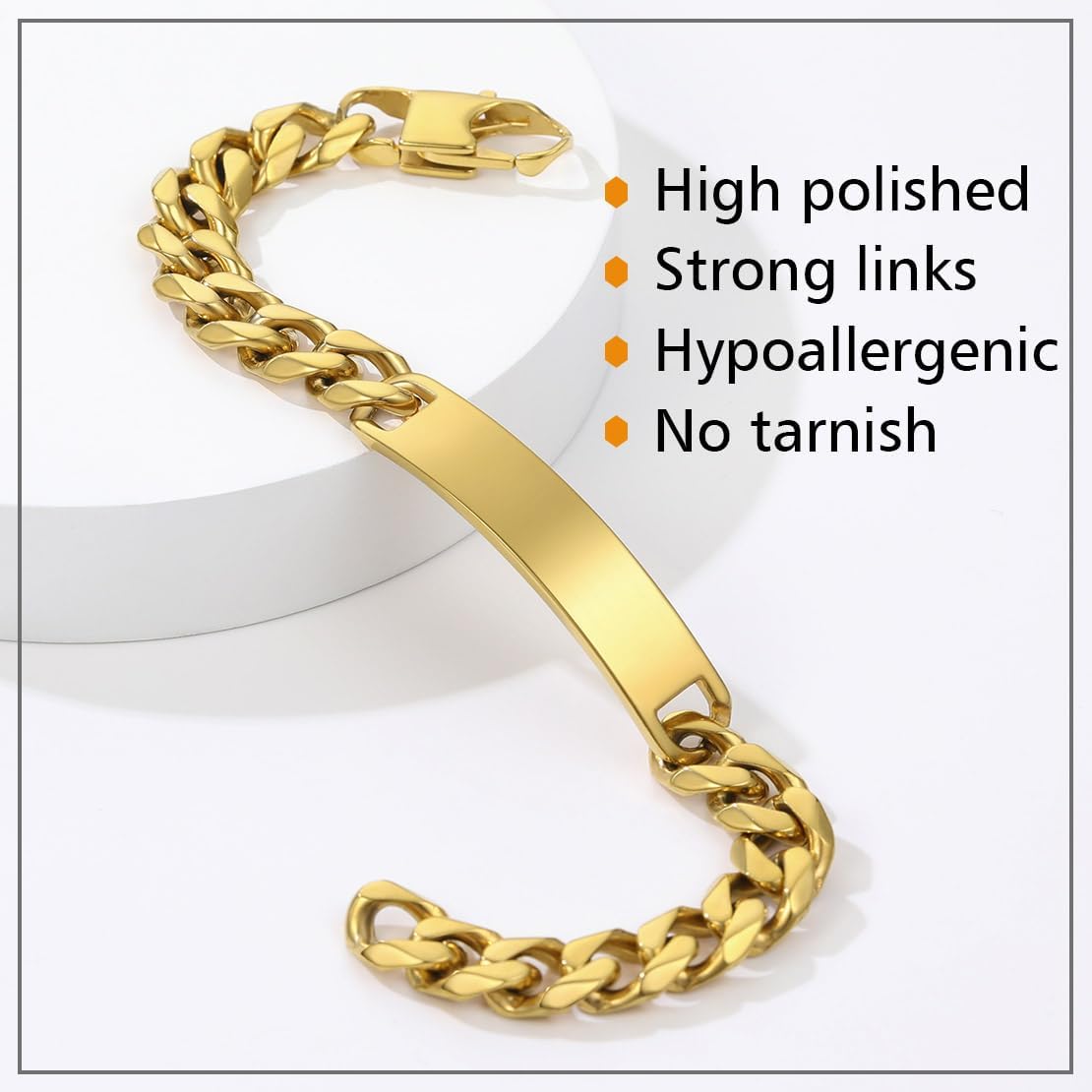 10mm Cuban Link Chain Name Bar ID Bracelets