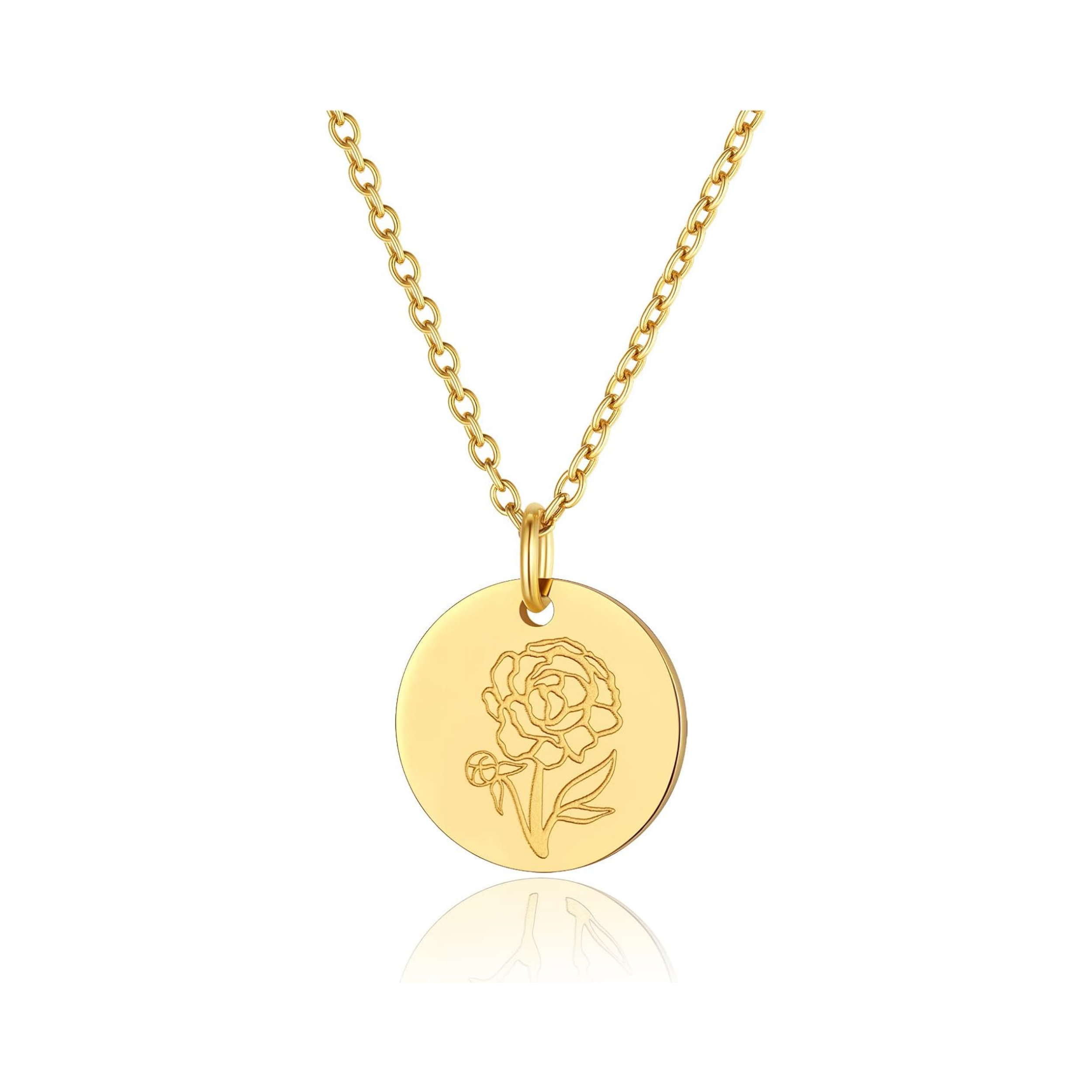 Jan. to Dec. Guardian Month Floral Birth Flower Disc Necklaces