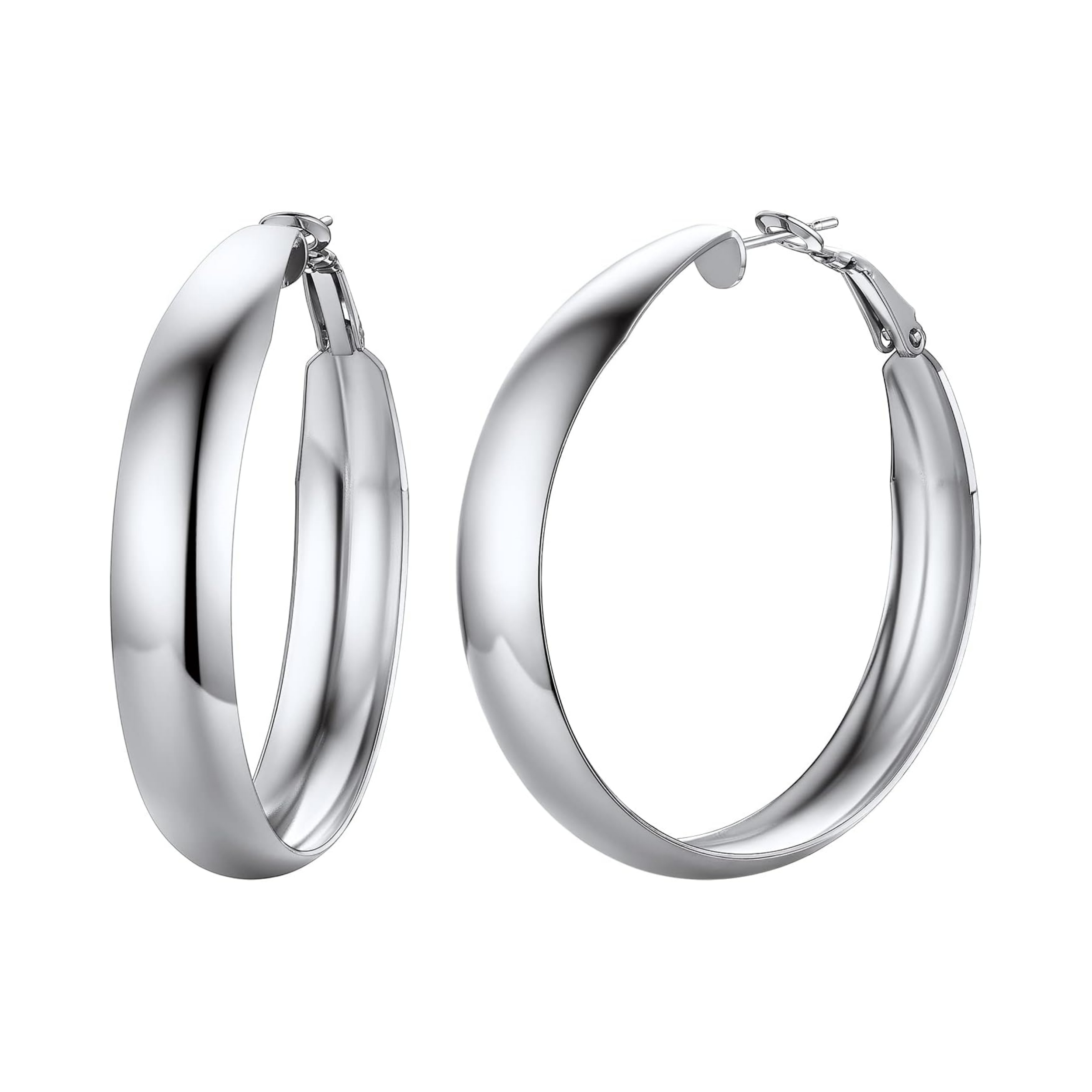 Stainless Steel Wide Hoop Earrings 