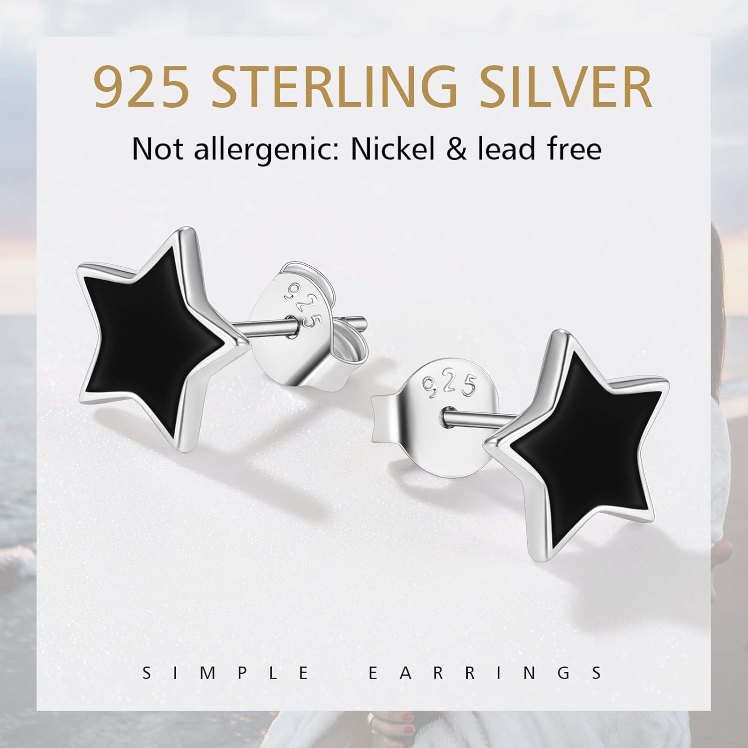 Black Star Studs Earrings