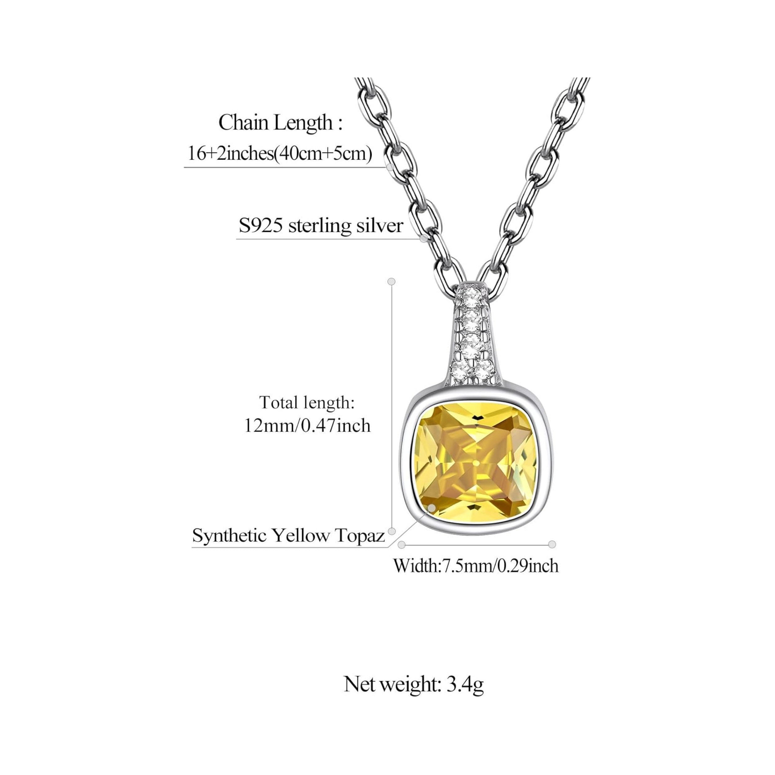 Square Birthstone Necklace