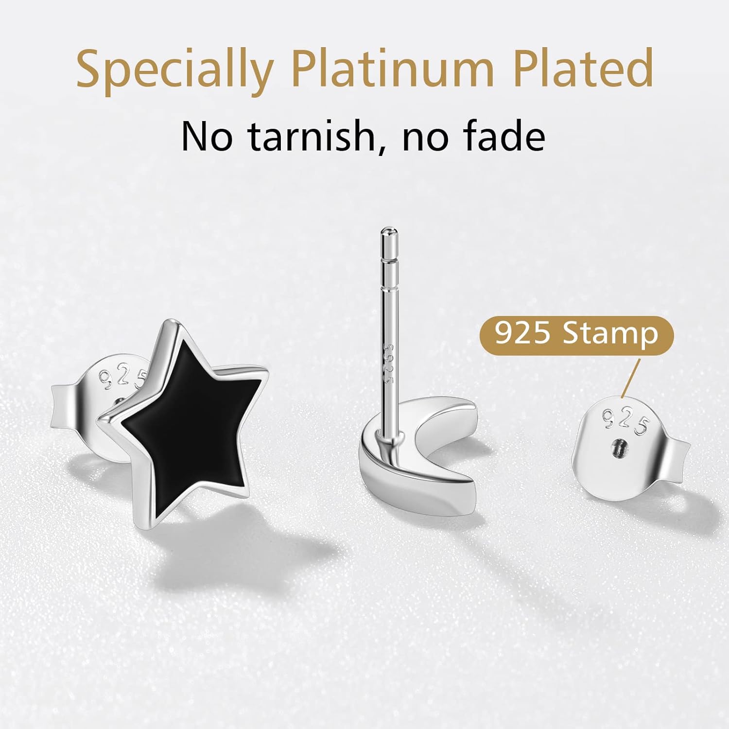 Moon Stars Asymmetrical Stud Earrings