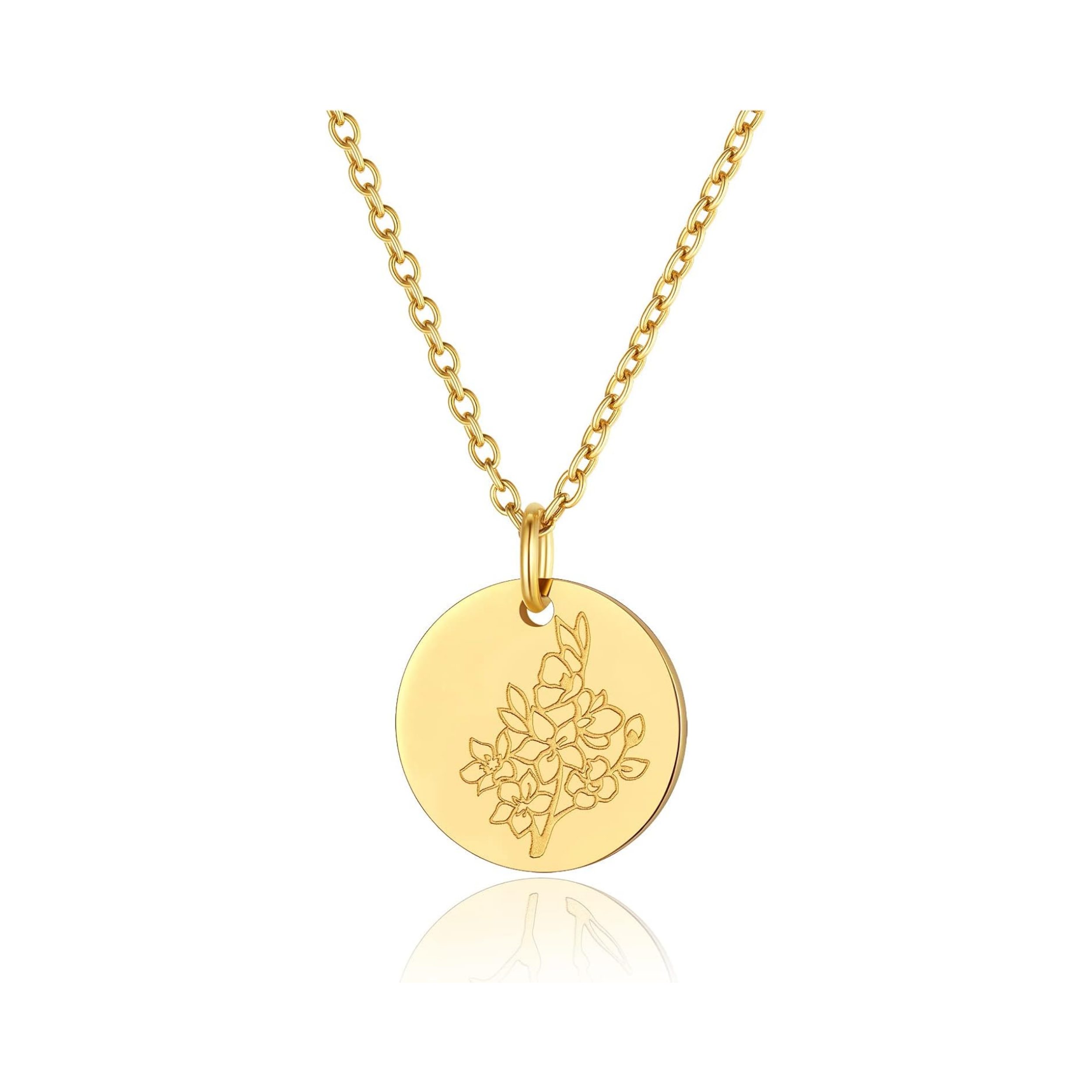 Jan. to Dec. Guardian Month Floral Birth Flower Disc Necklaces