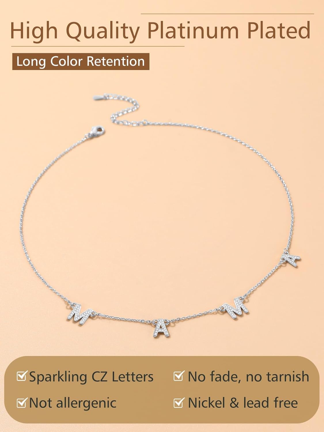 Cubic Zirconia MAMA Mom Choker Necklace