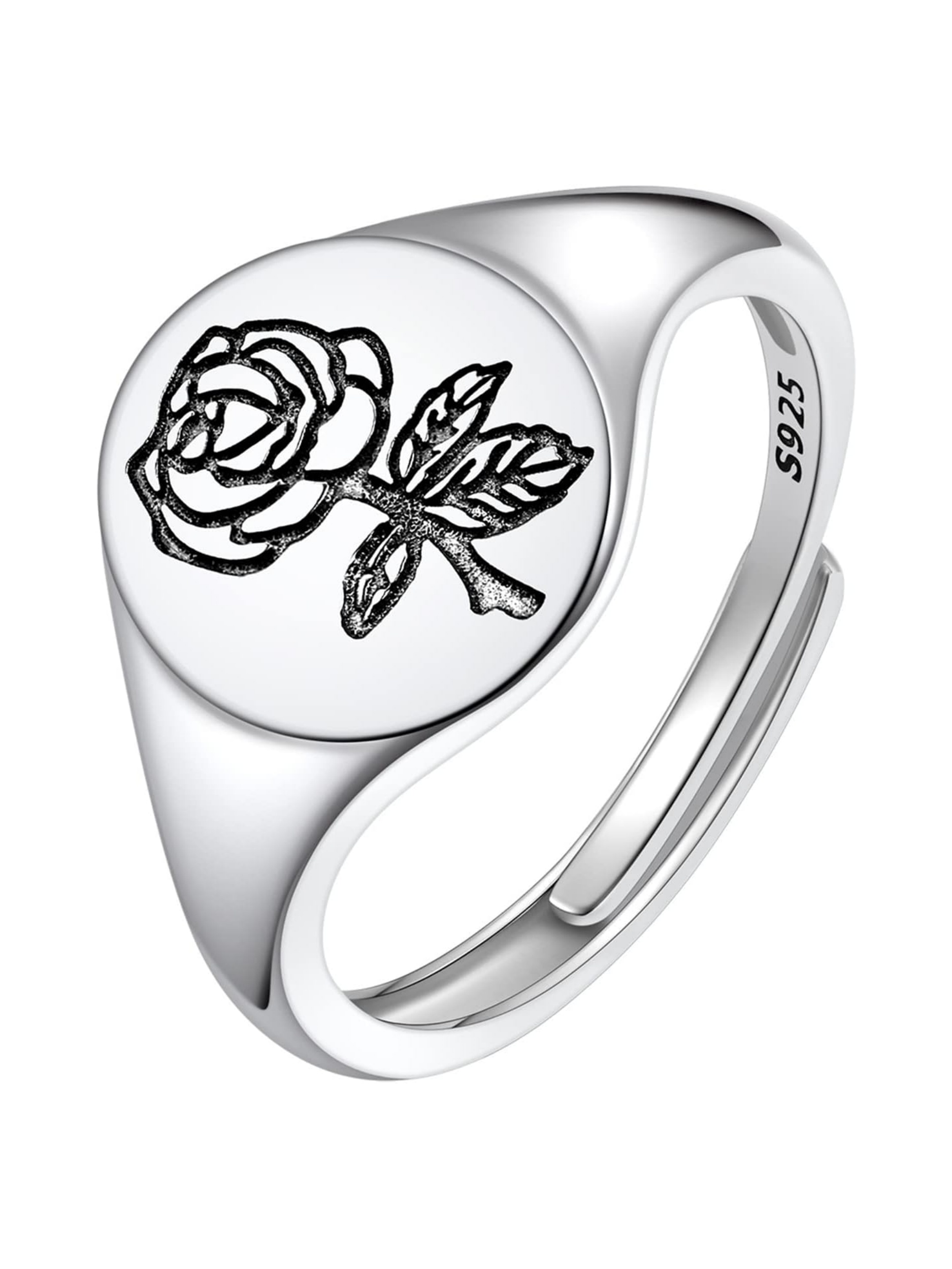 Birth Month Flower Signet Ring