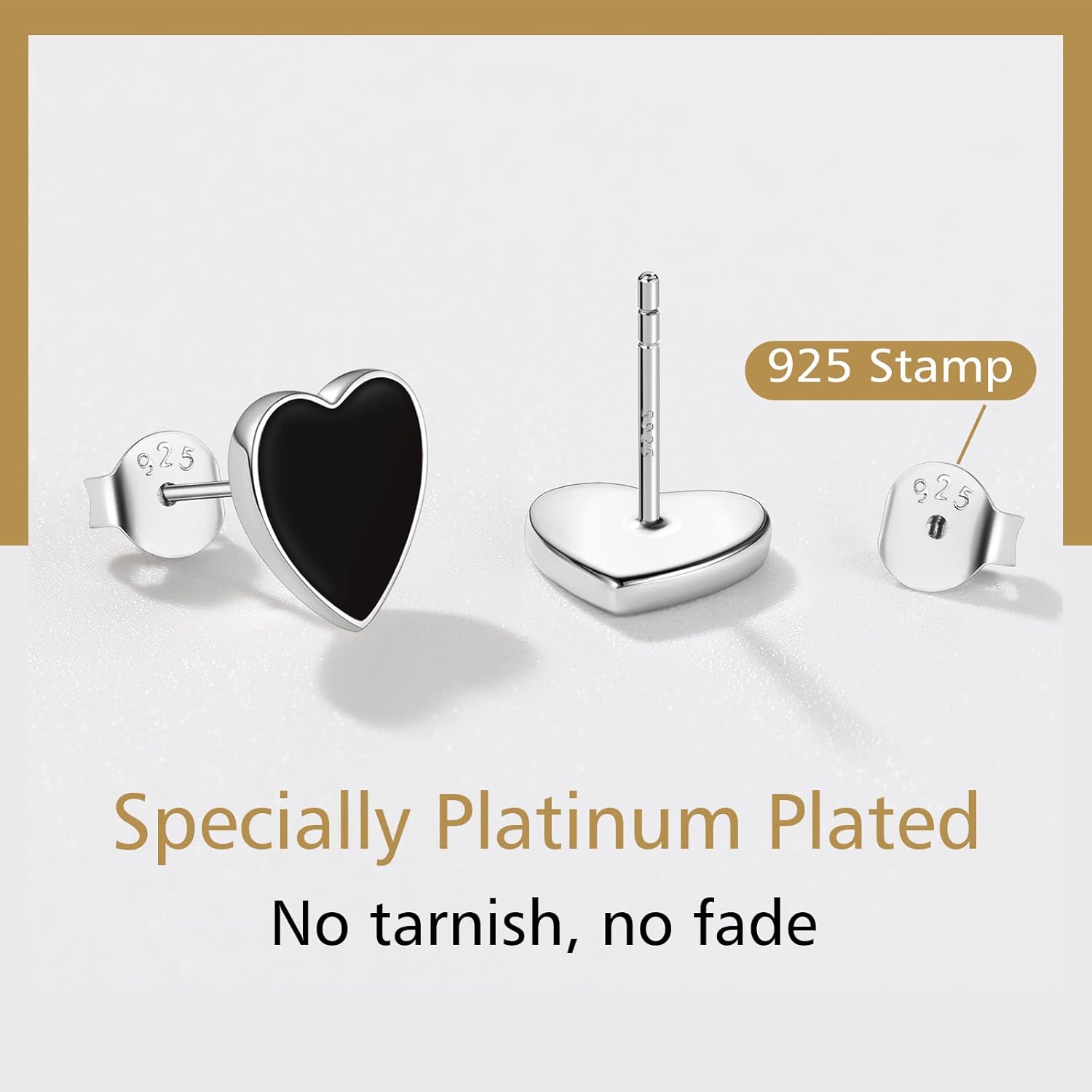 Cute Black Heart Tiny Studs Earrings