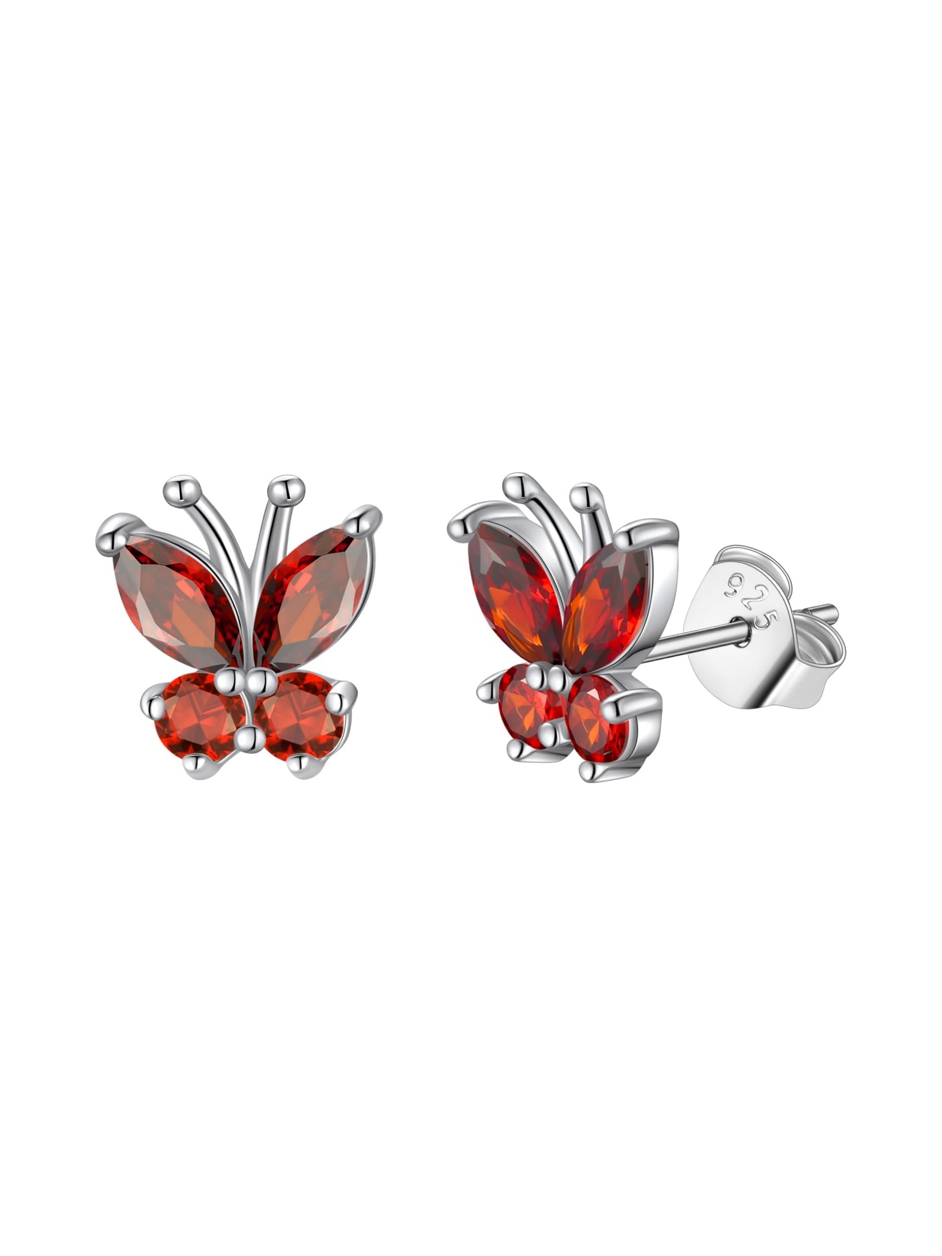 July Ruby Butterfly Stud Earrings