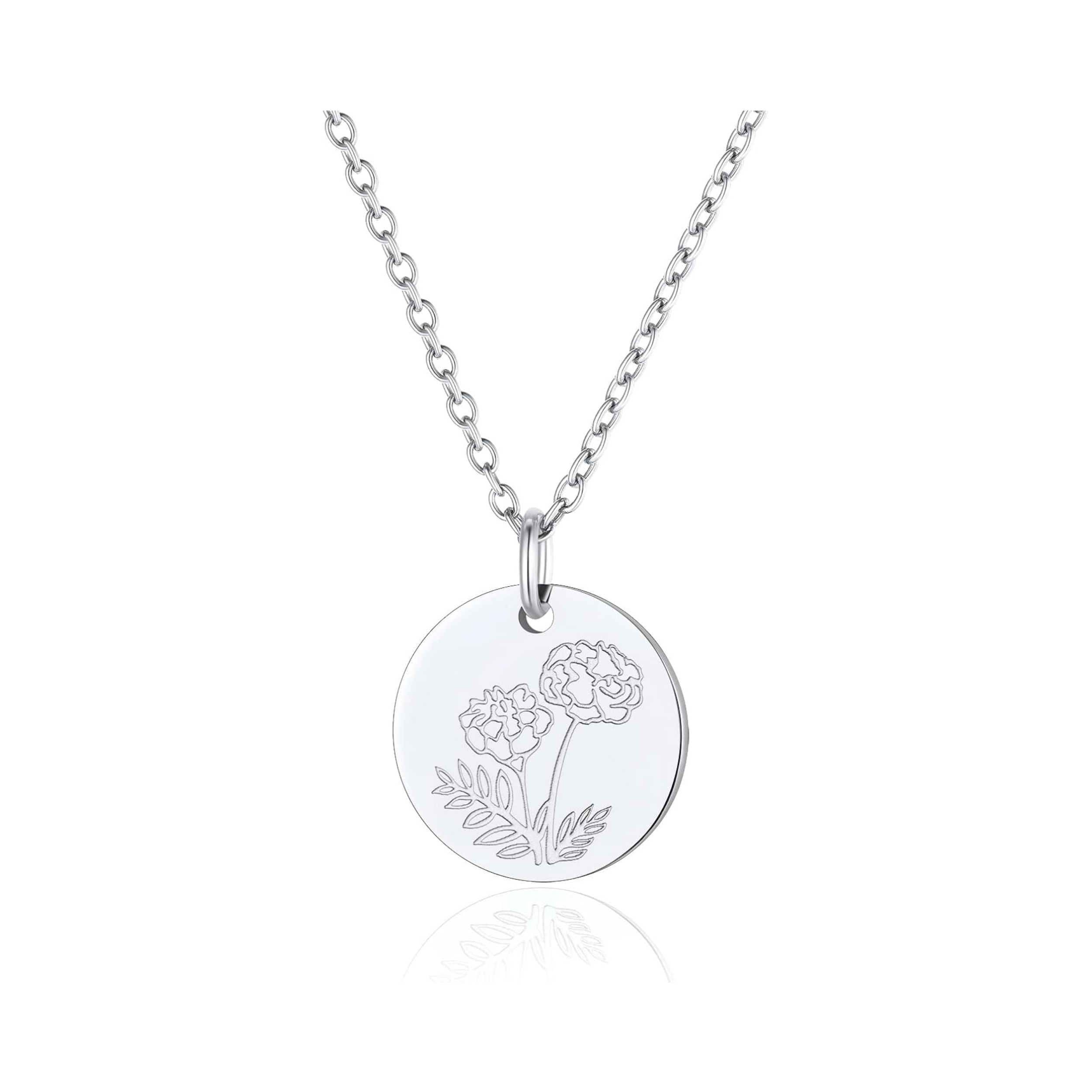 Jan. to Dec. Guardian Month Floral Birth Flower Disc Necklaces