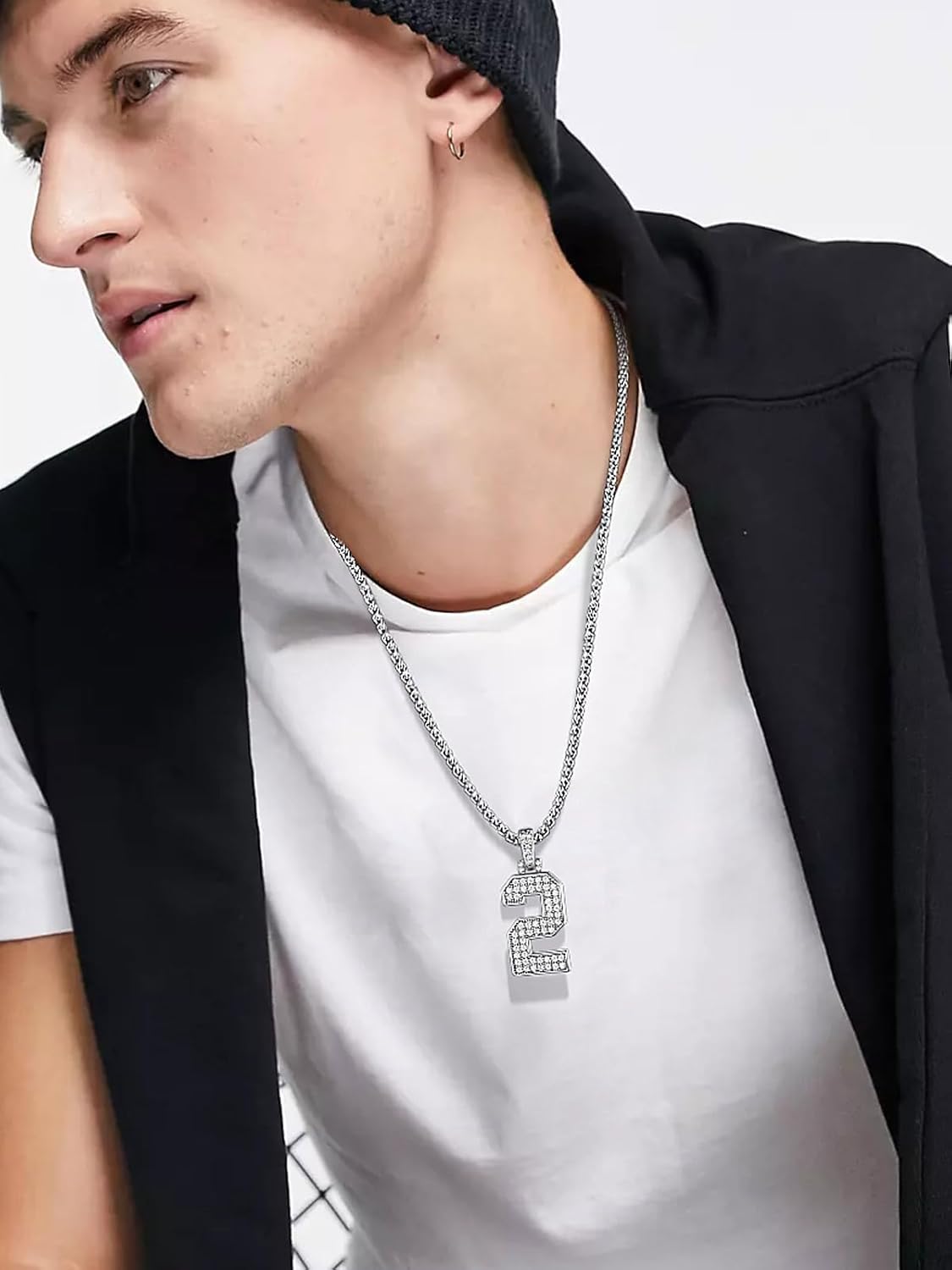 Bling CZ Diamond  Number Three Necklace 