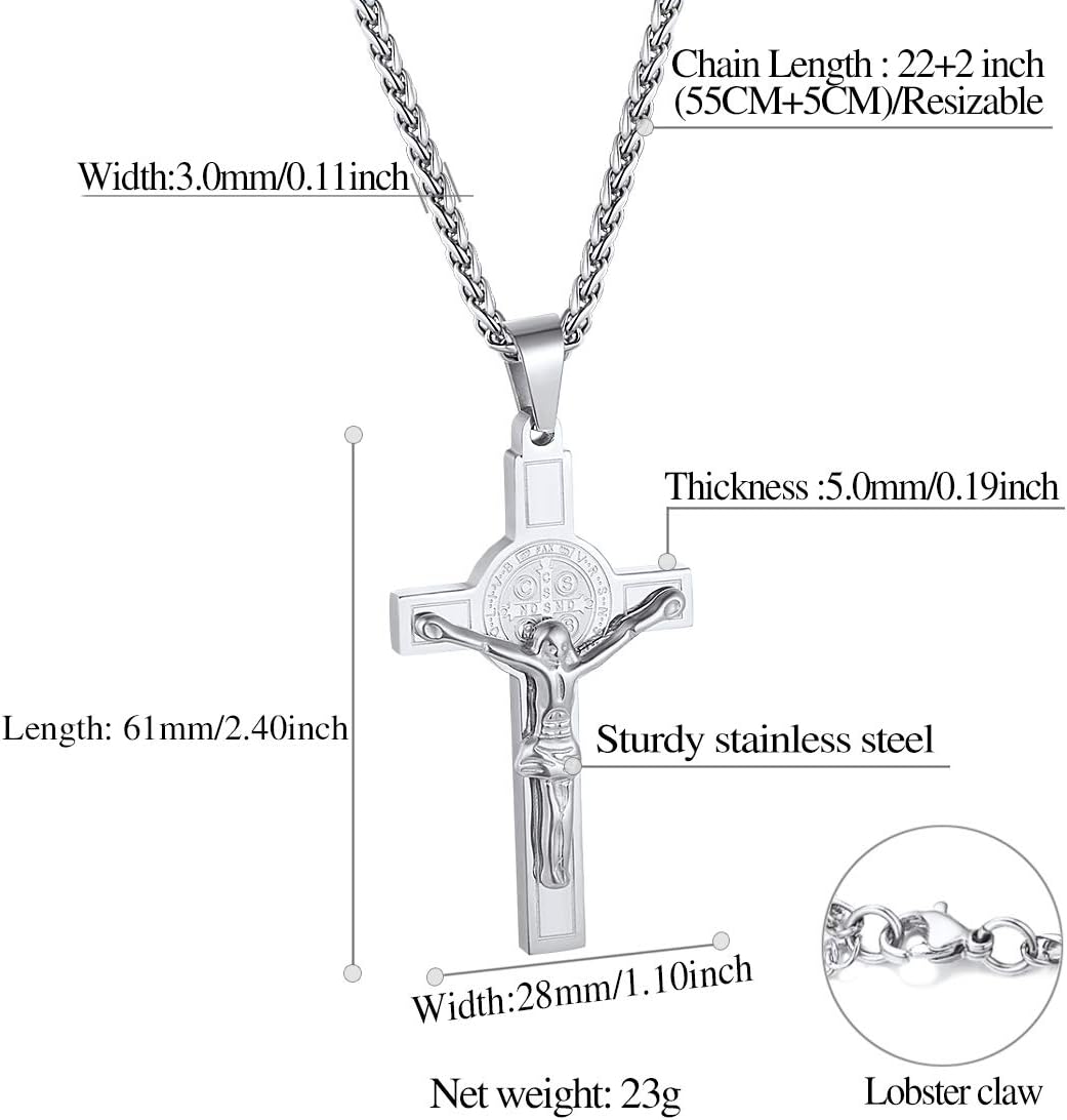 Cross Crucifix Jesus Lord's Prayer Pendant Necklace