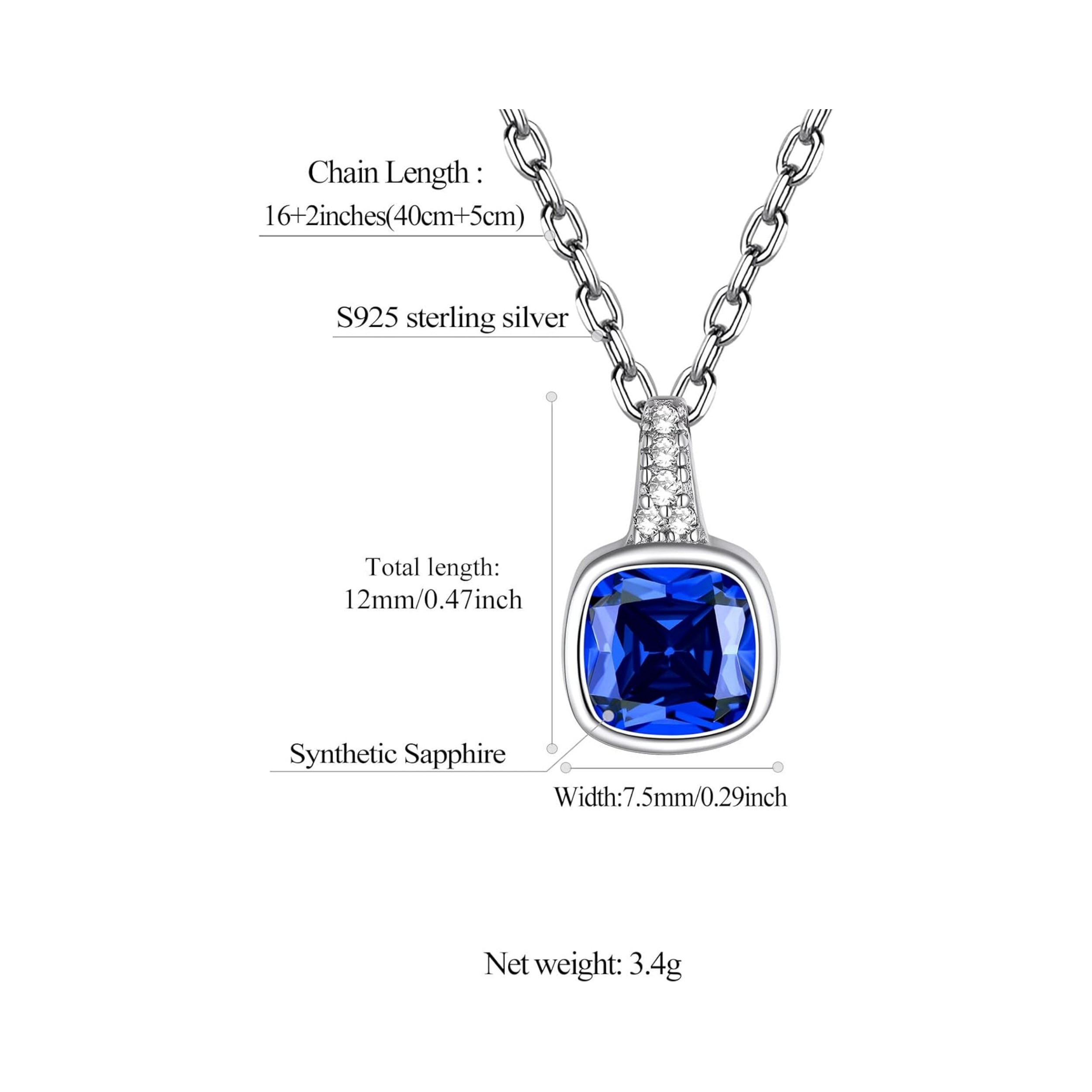 Square Birthstone Necklace
