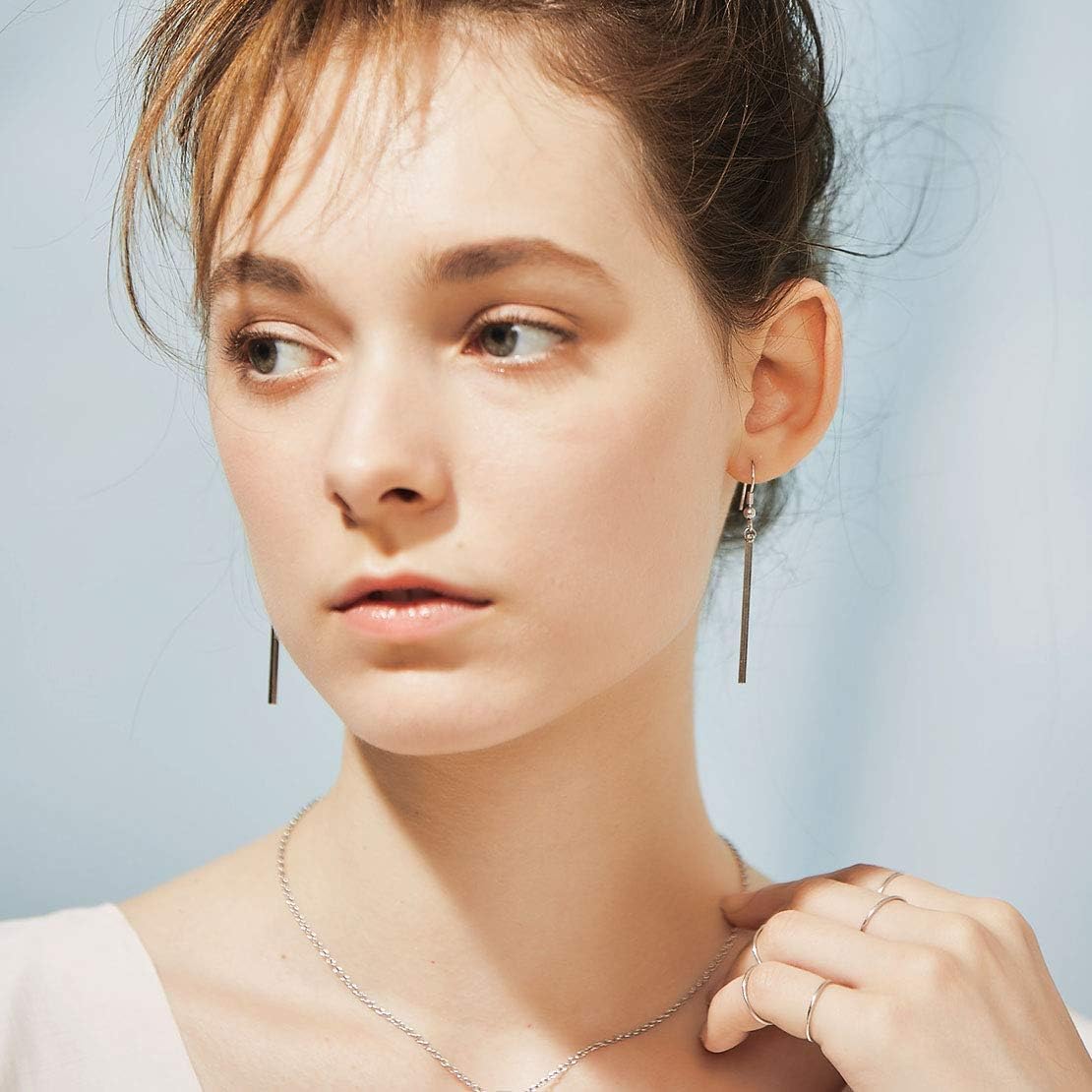 Stick Dangle Dangly Geometric Pillar Bar Drop Earrings 
