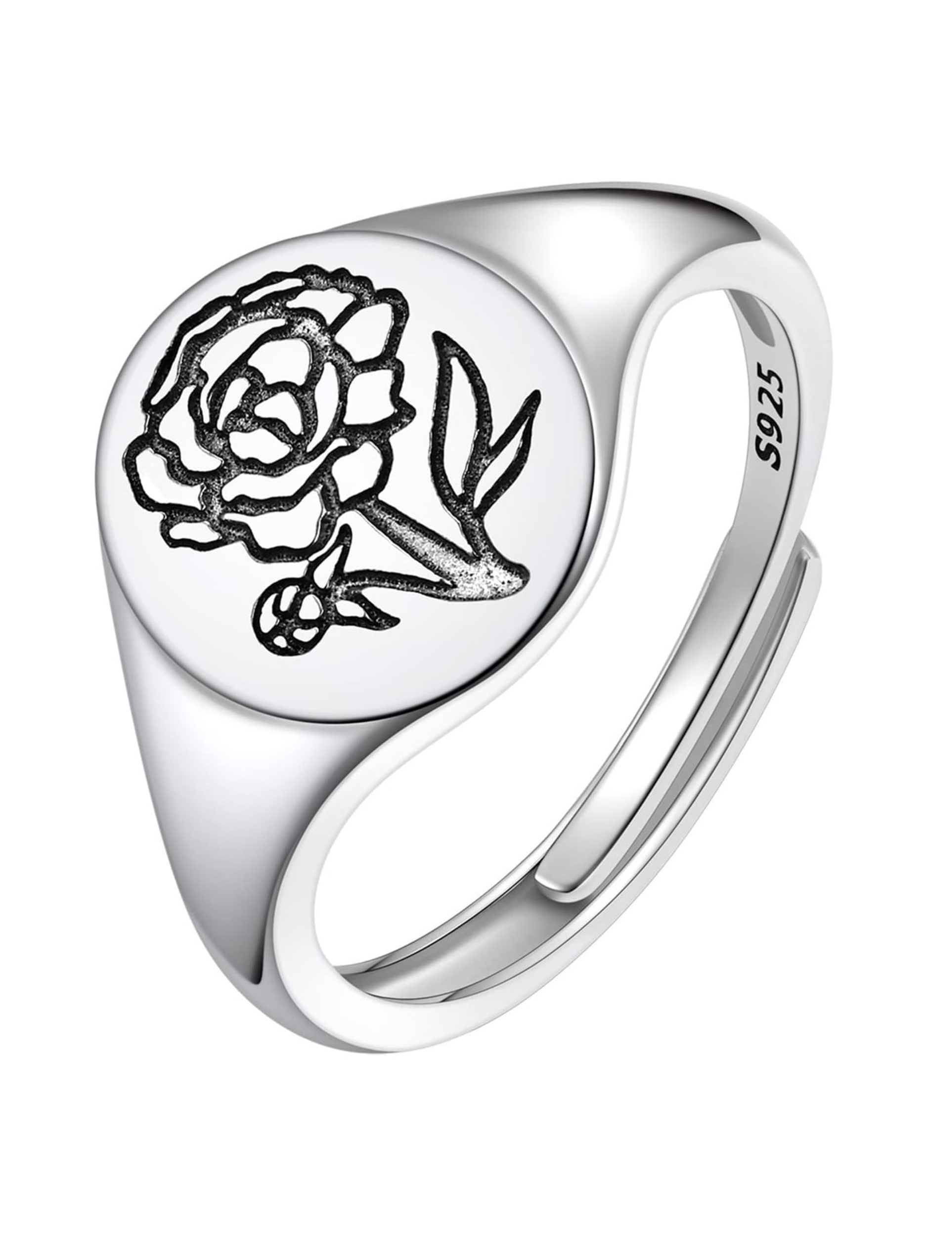 Birth Month Flower Signet Ring