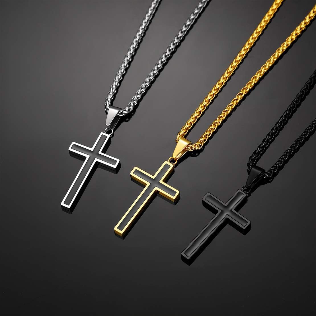 Cross Chain Christian Jewelry Enamel Christening Crucifix Pendant Necklaces