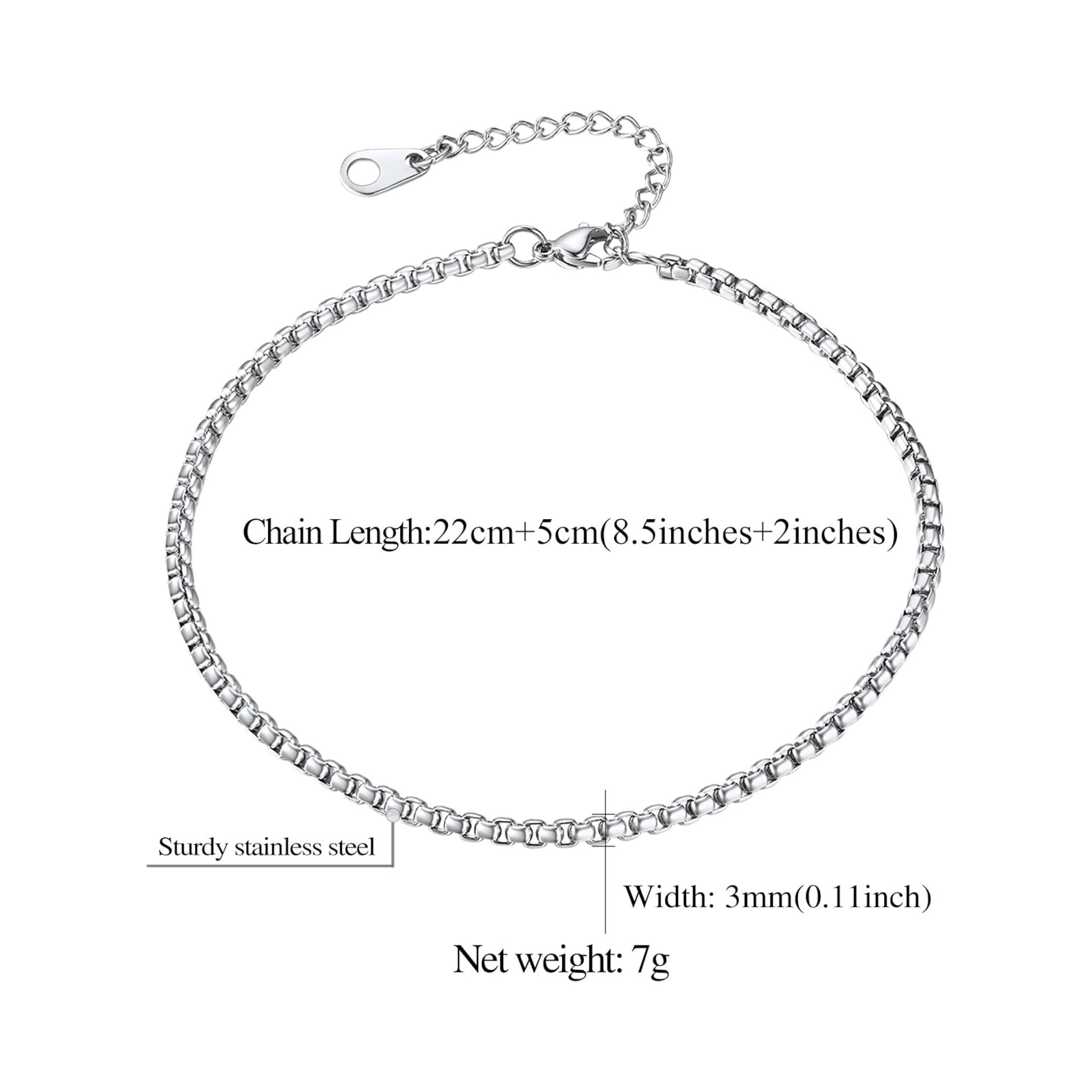 Stainless Steel Adjustable Box Link Chains Ankle