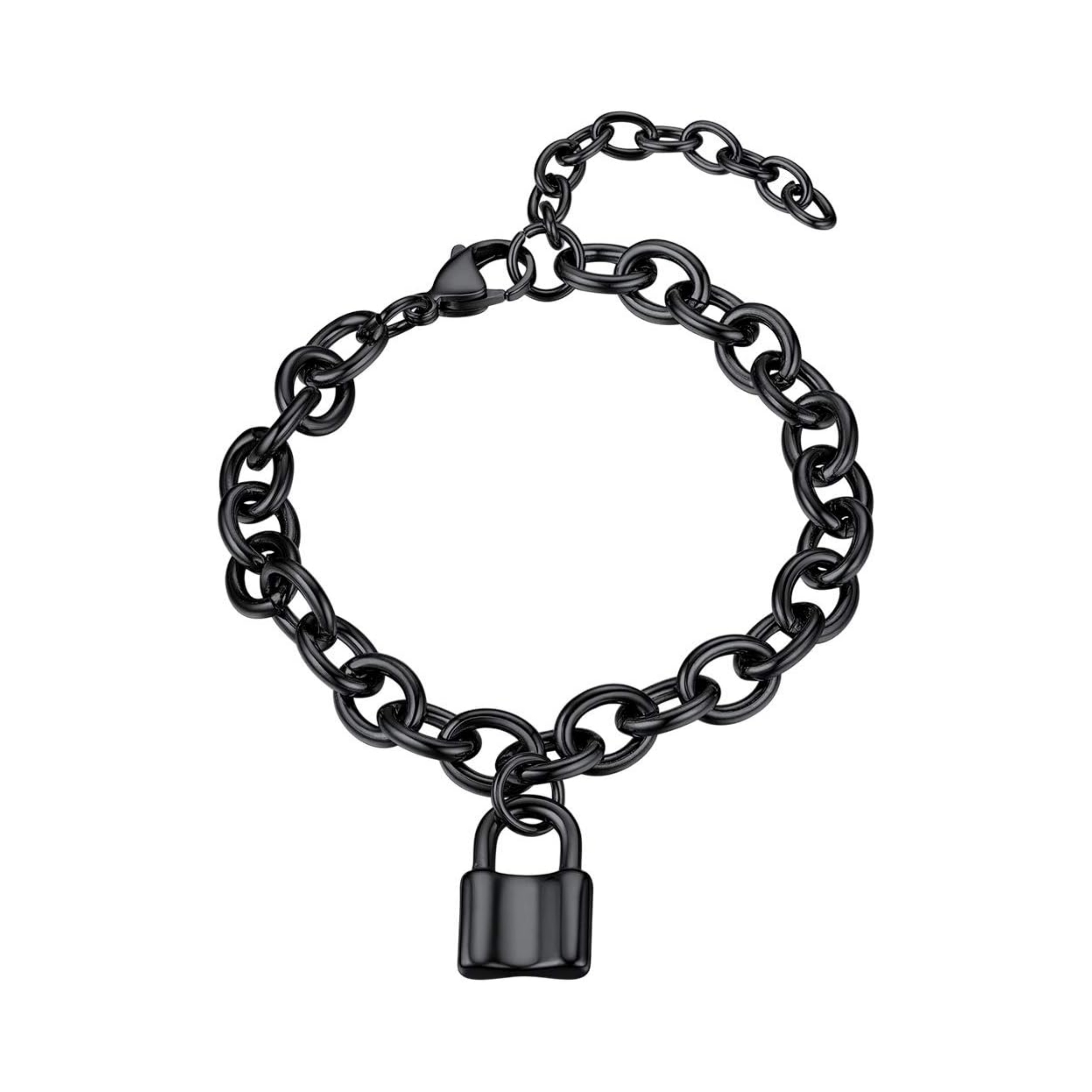 Chunky Cable Chain Padlock Charm Bracelets 