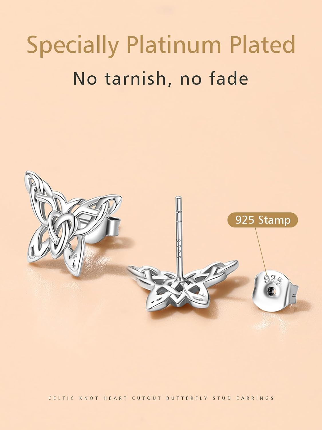Hypoallergenic Sterling Silver Butterfly Studs Earrings