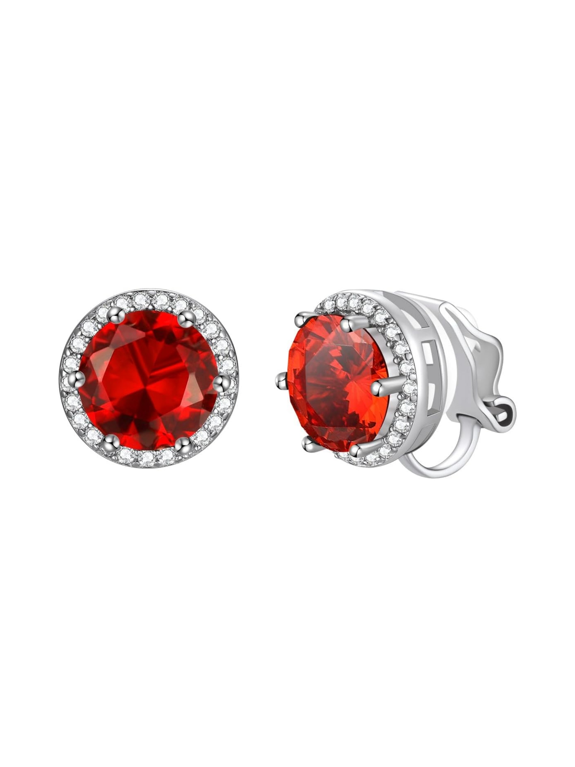 Clip on Round Birthstone Stud Earrings
