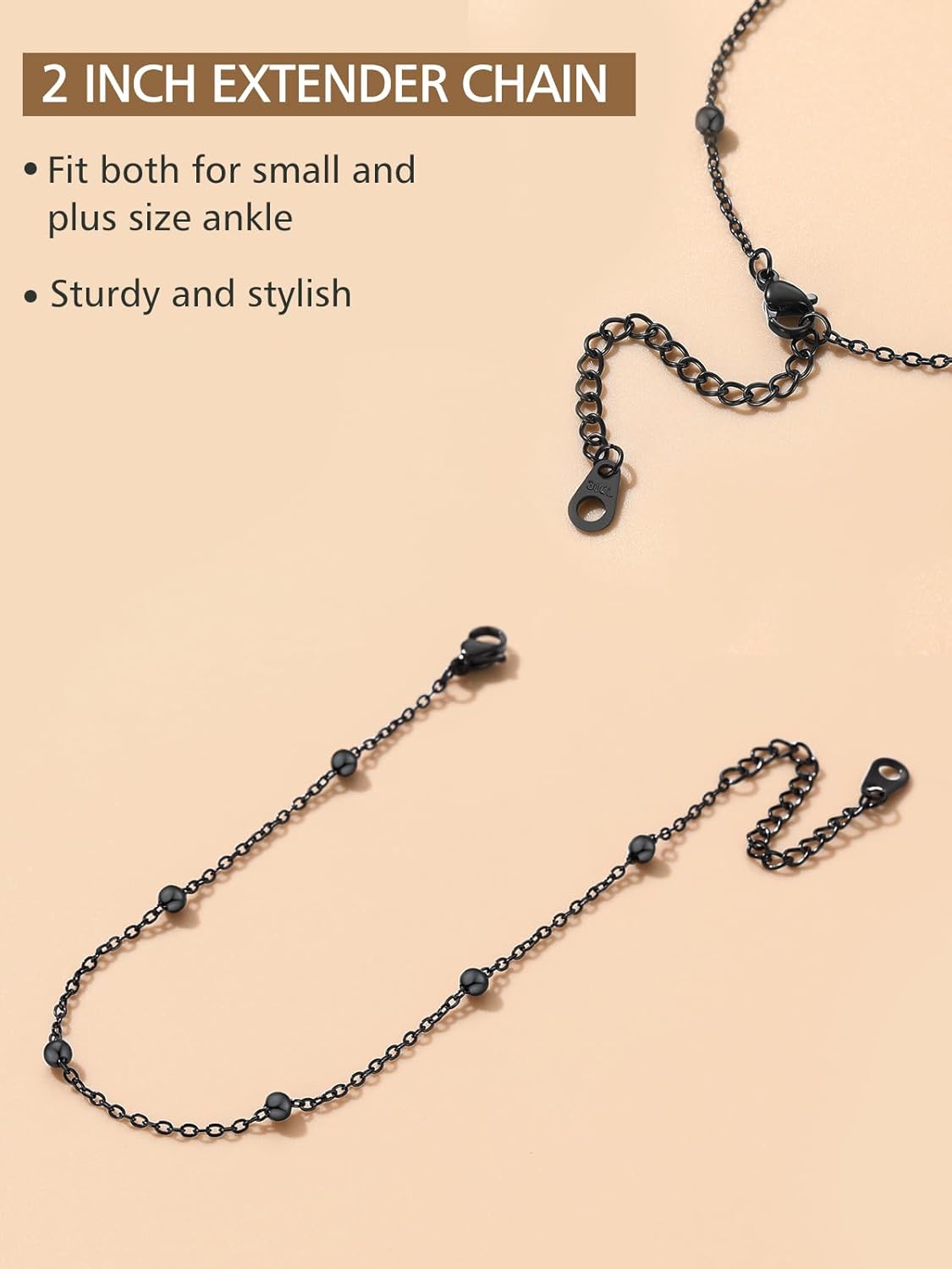 Stainless Steel bead chain Beach Adjustable Anklet