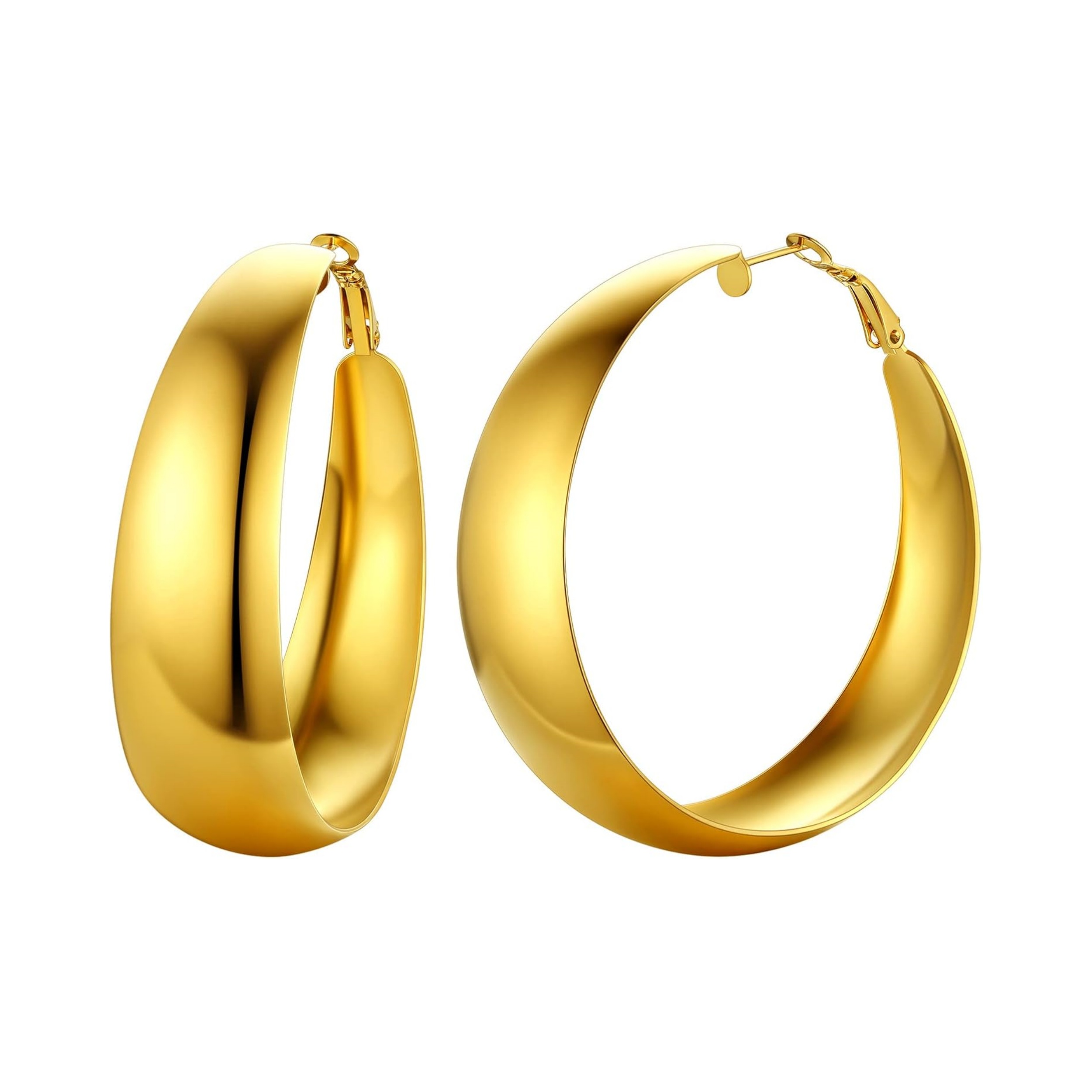 Stainless Steel Wide Hoop Earrings 