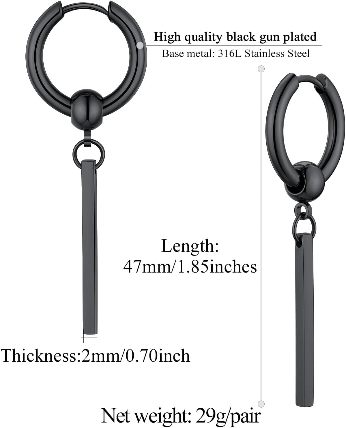 Stick with Hoop Bar Drop Earrings