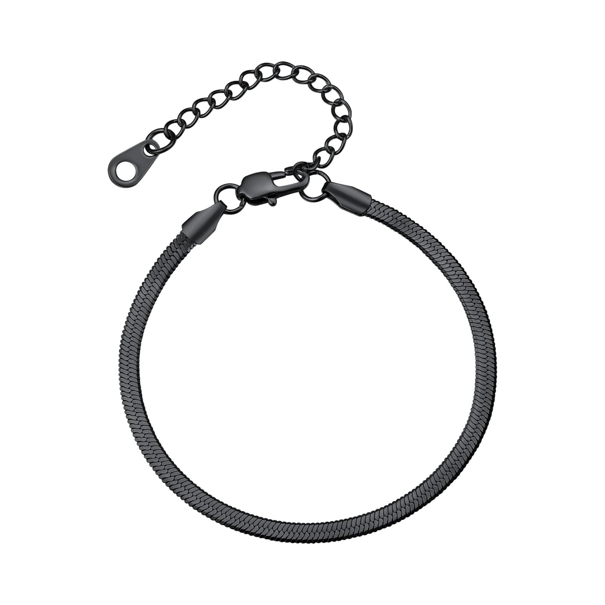 Dainty Flat Snake Herringbone Wrist Link Bracelets 