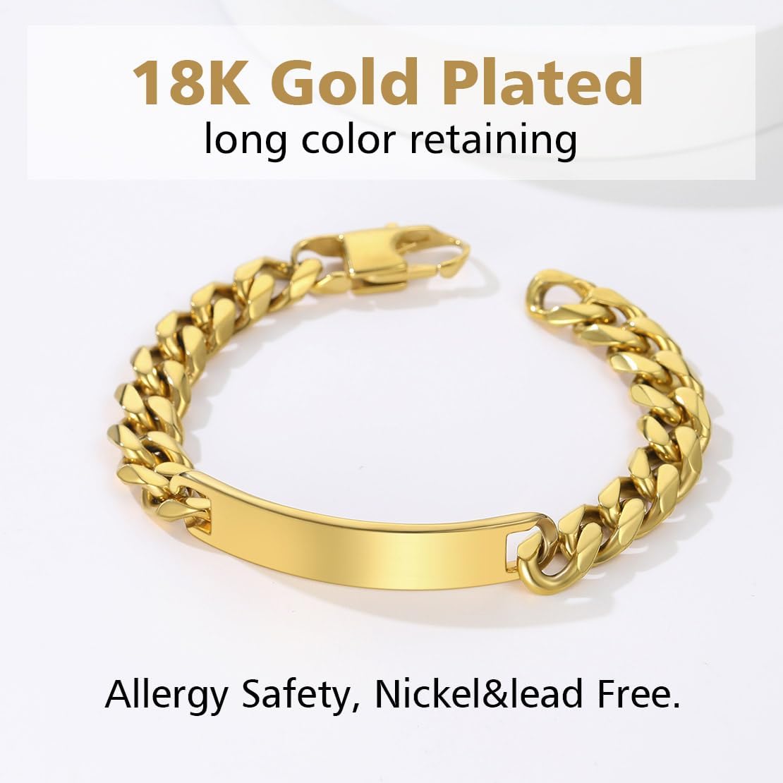 10mm Cuban Link Chain Name Bar ID Bracelets