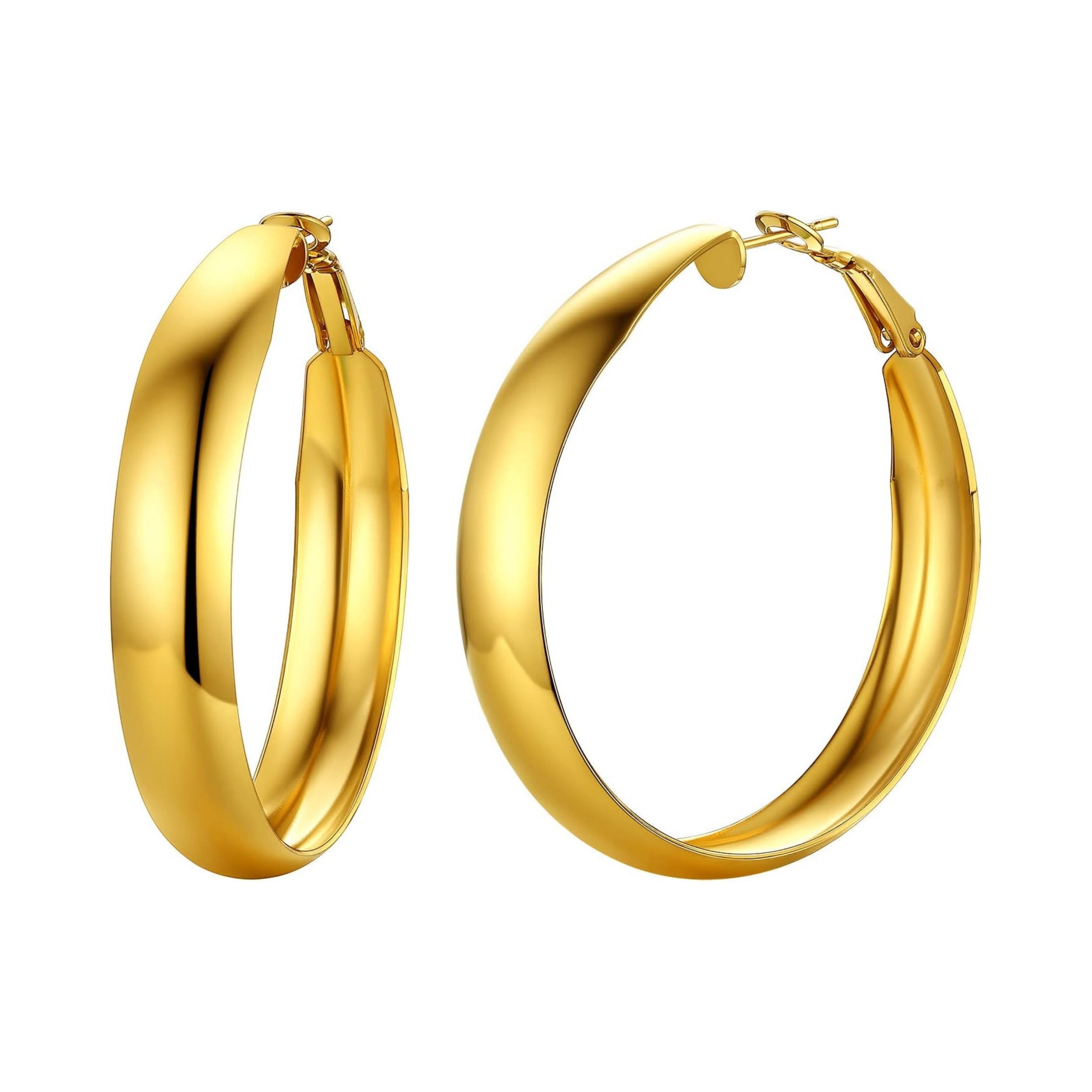 40mm Stainless Steel Wide Hoop Earrings 