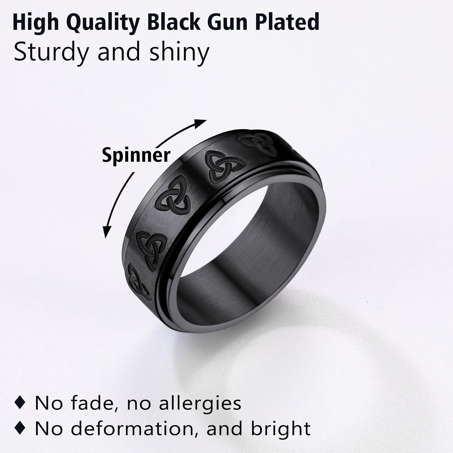 Trinity Celtic Knot Mixed Color Rotatable Anxiety Ring