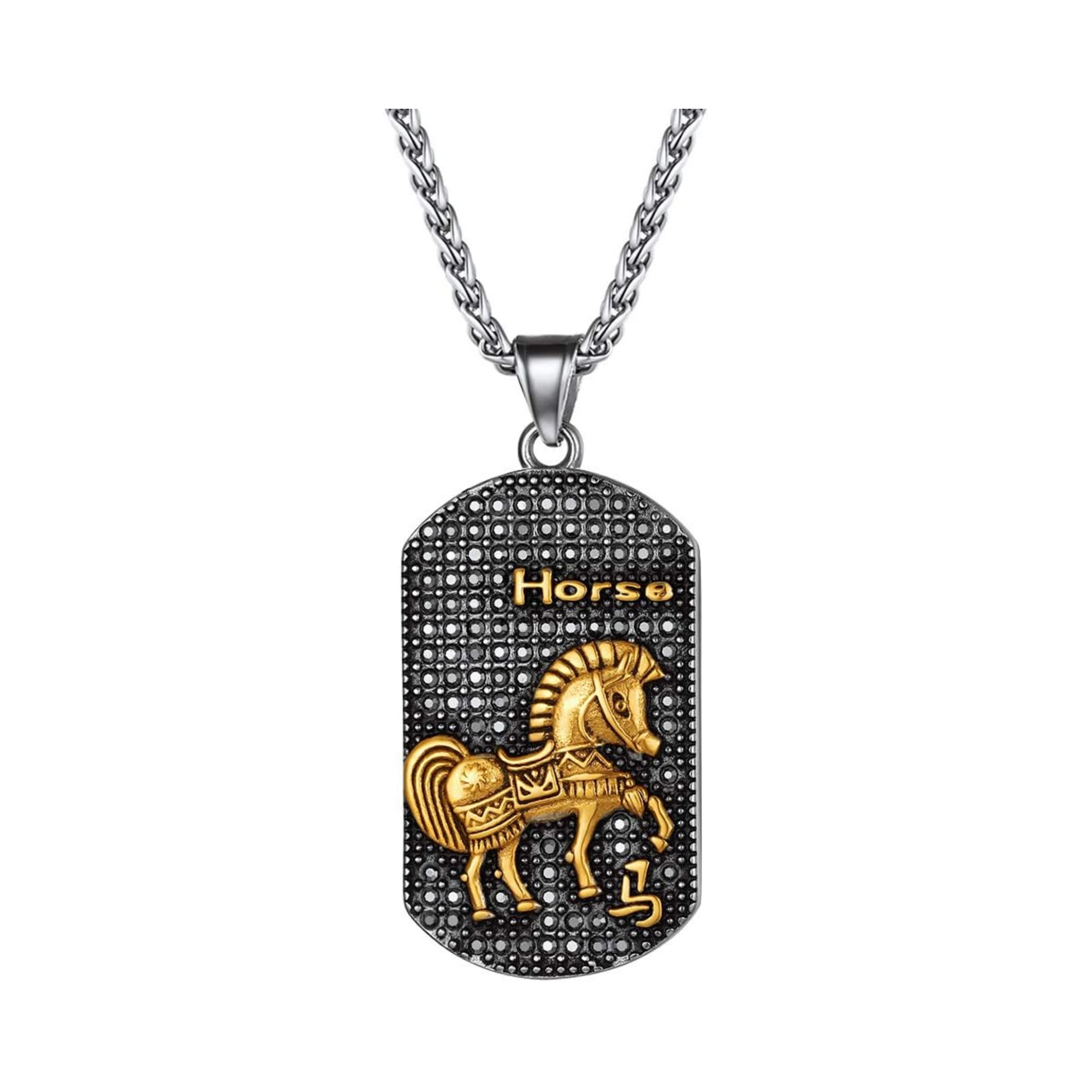 Year of the Horse Horoscope Antiqued Finish Zodiac Sign Necklaces 